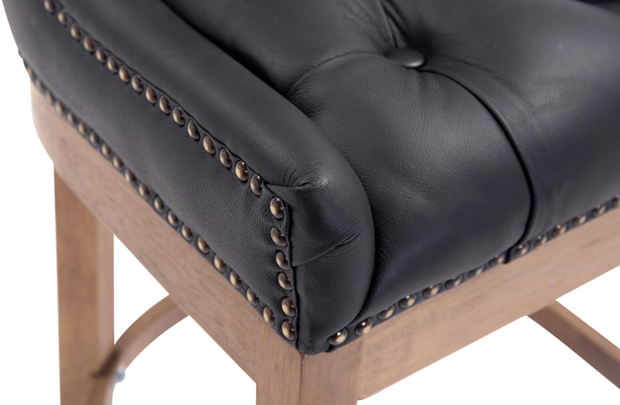 Sgabello Lakewood vera pelle antico-chiaro