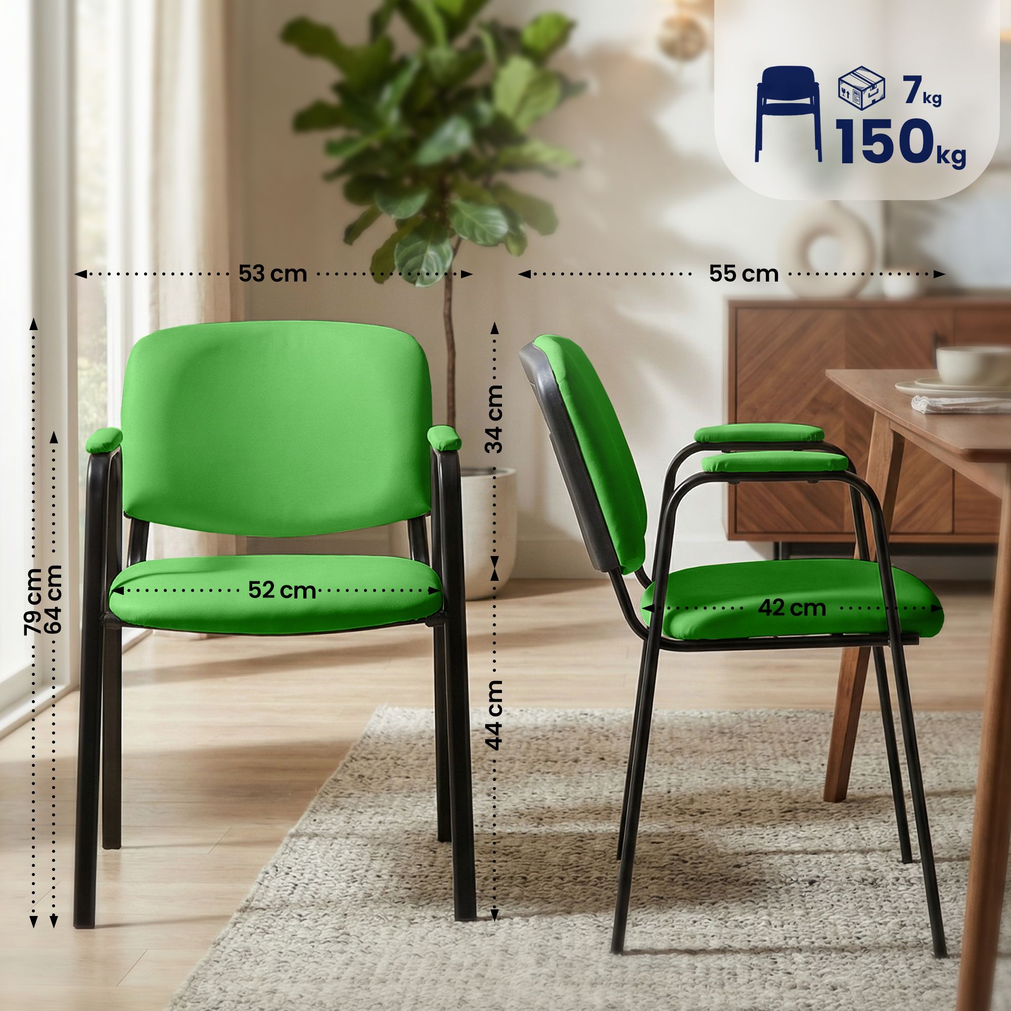 Set di 4 Sedie Impilabili Ken Pro in Ecopelle