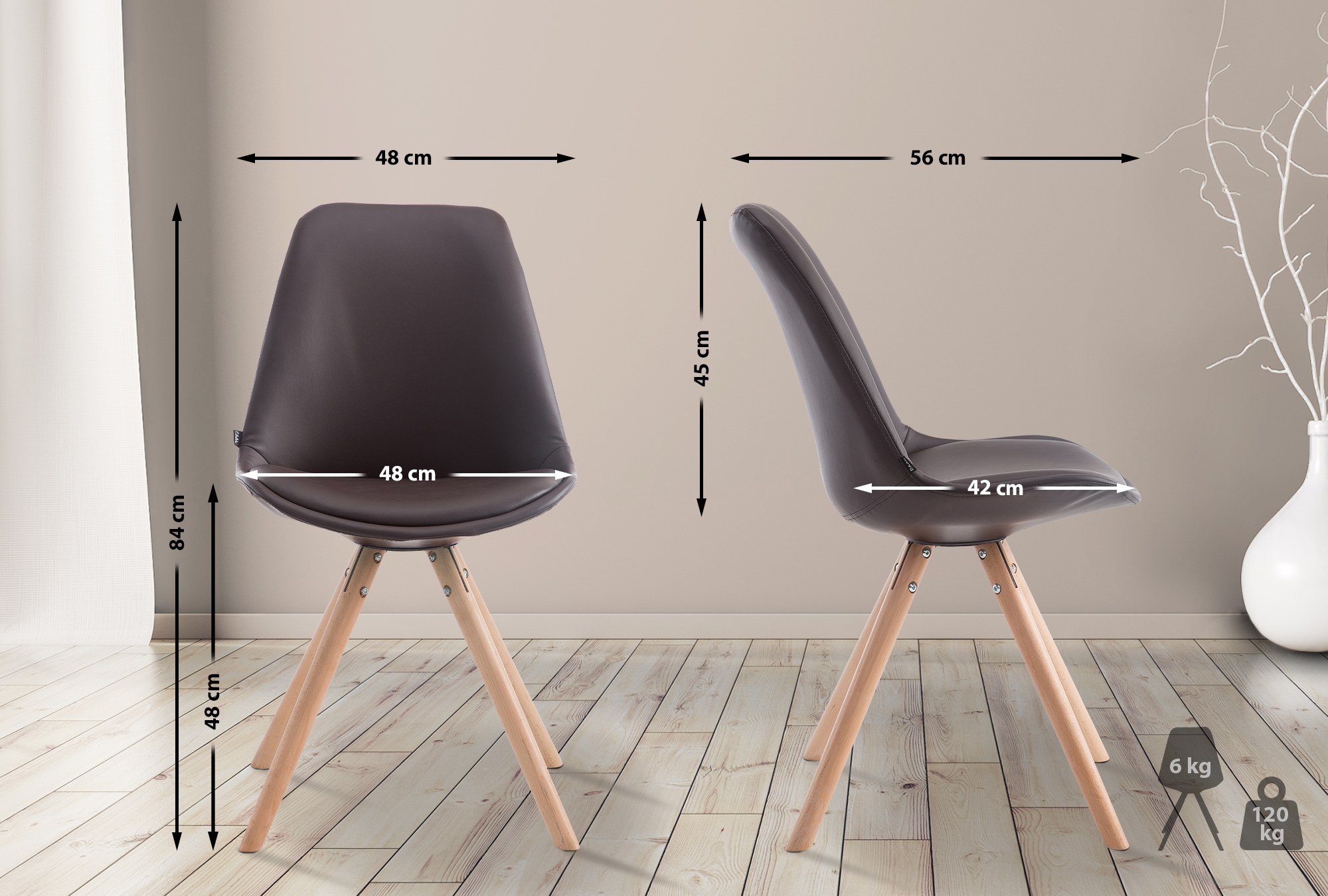 Sedia visitatore Laval in similpelle gambe tonde