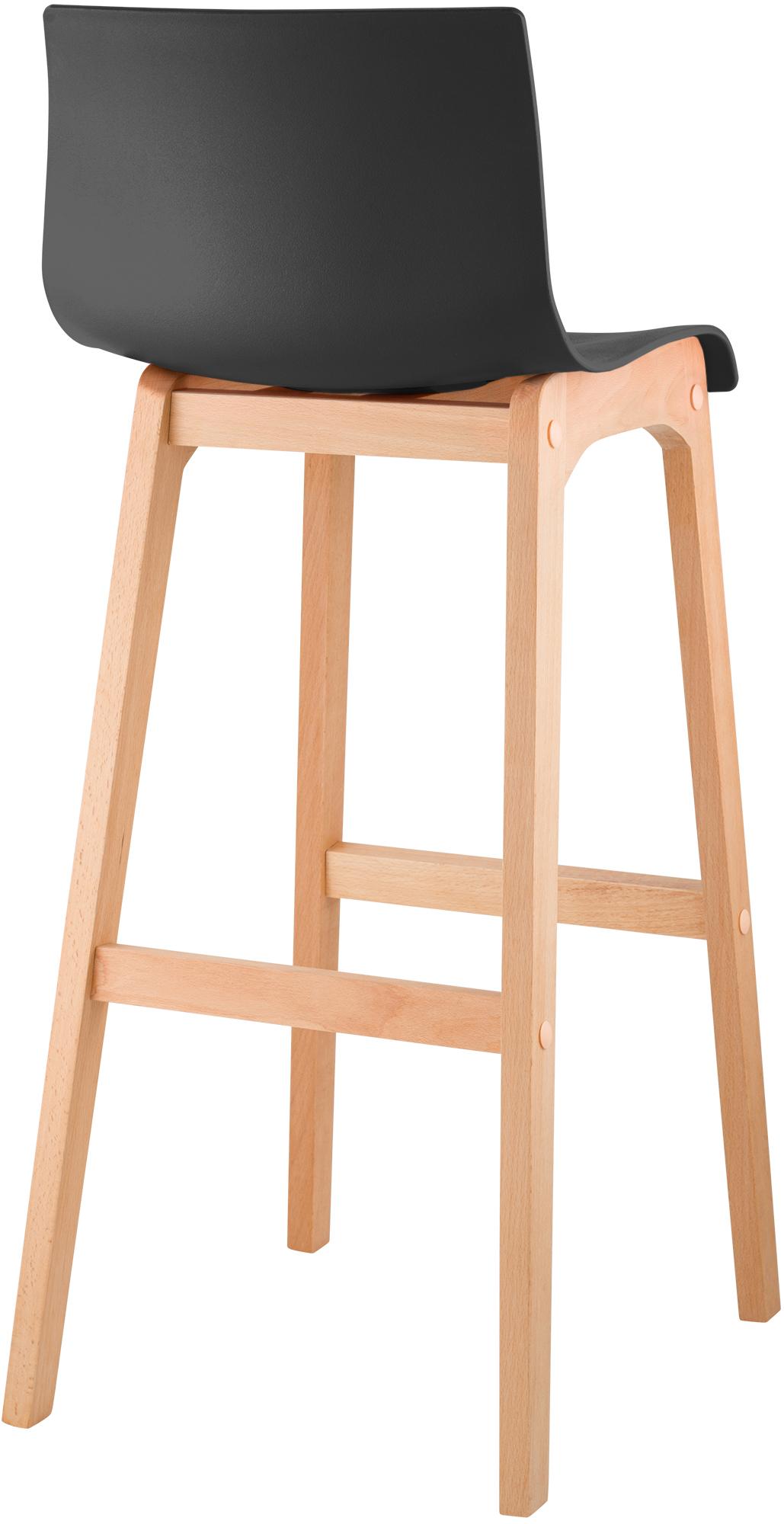 Sgabello da Bar Hover con Seduta in Plastica e Telaio in Legno Natura