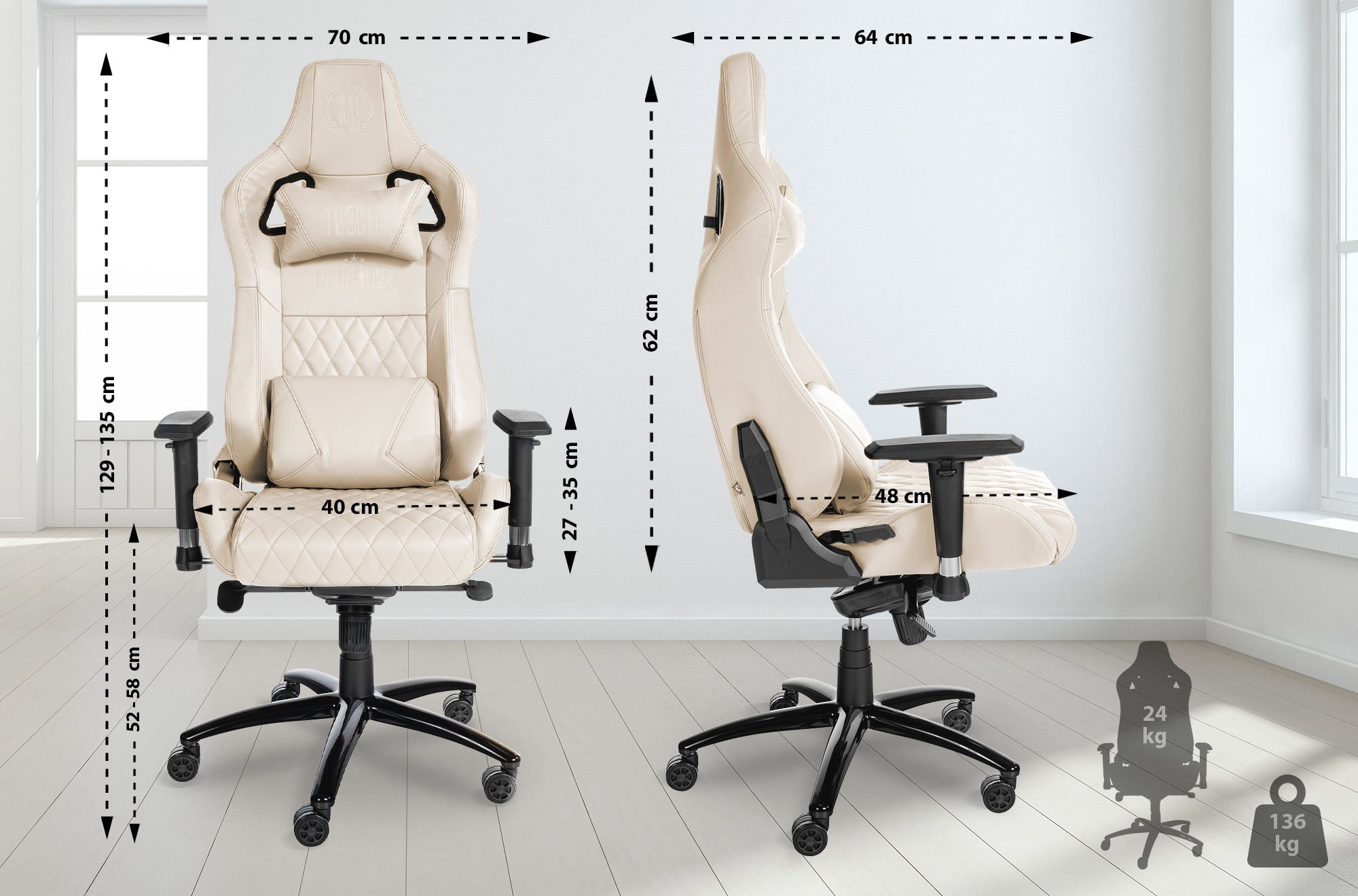 Sedia da ufficio Keren in pelle vera