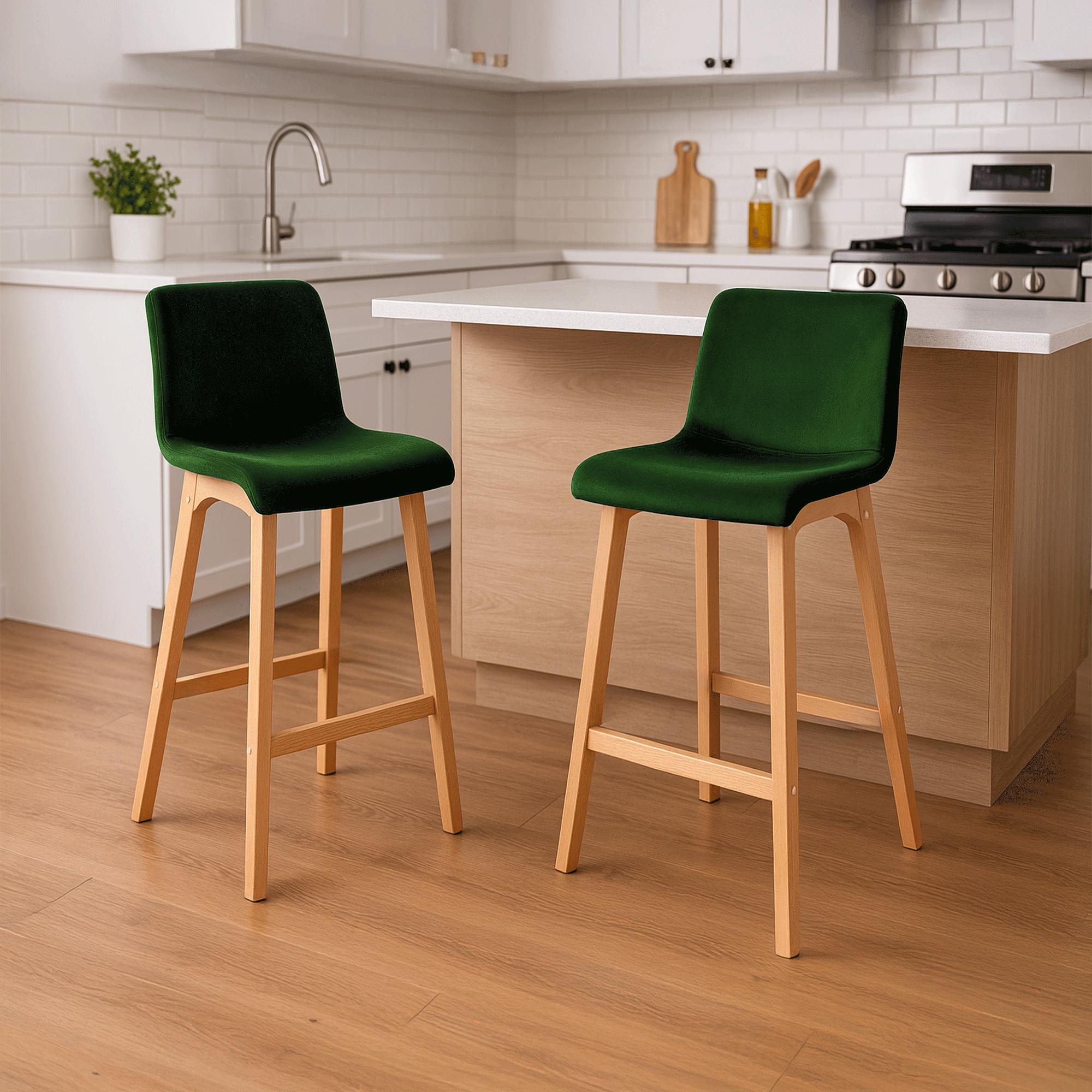 Sgabello Bar Hover Velluto Base a Quattro Gambe Natura