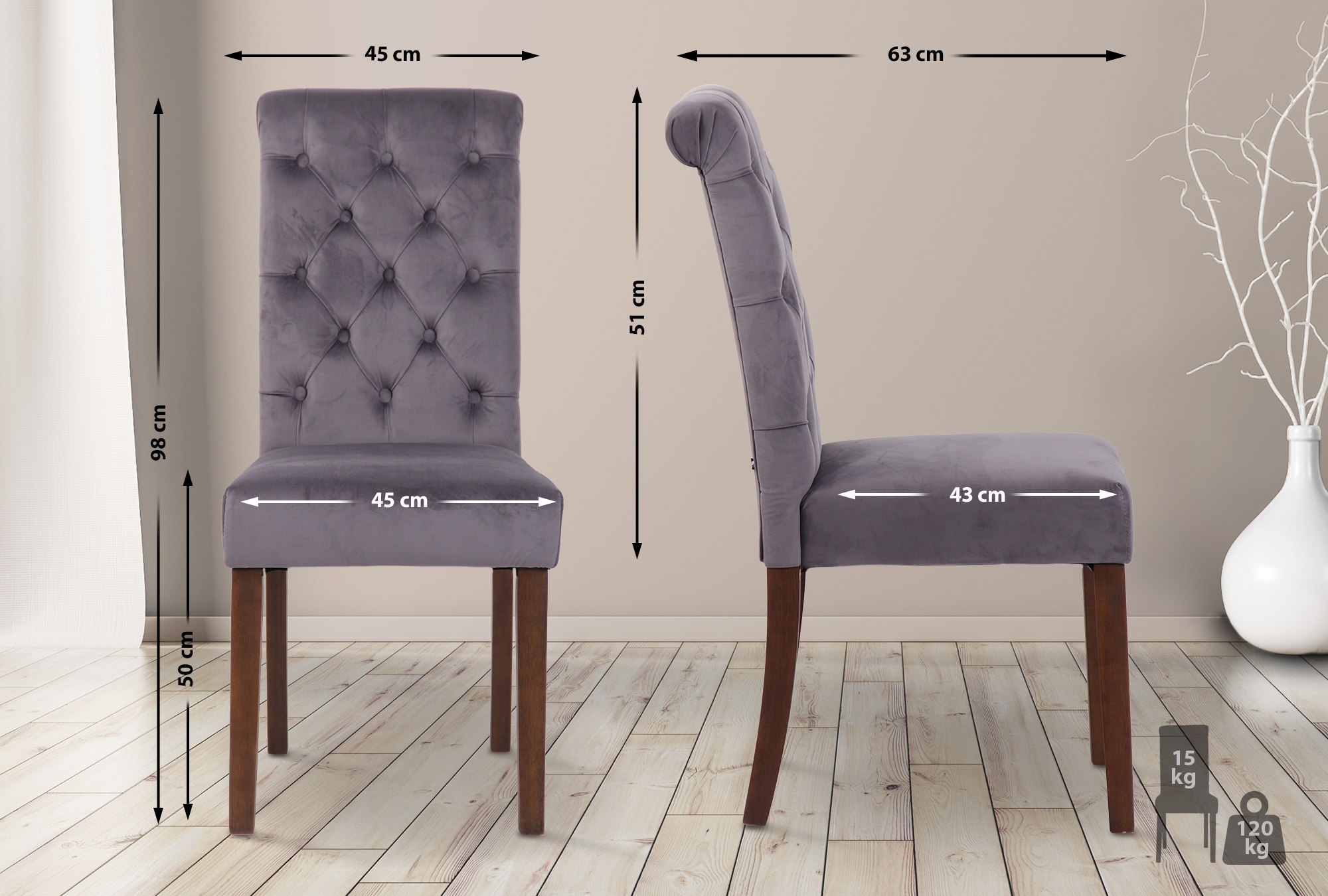 Sedia da cucina Lisburn design Chesterfield