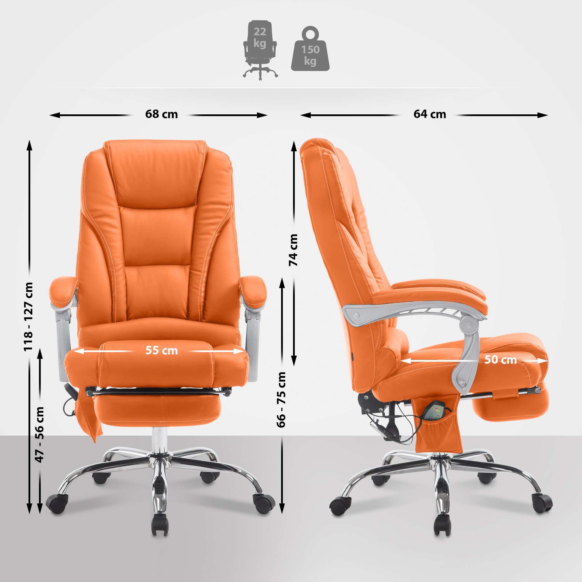 Sedia da ufficio Pacific con funzione massaggio in similpelle