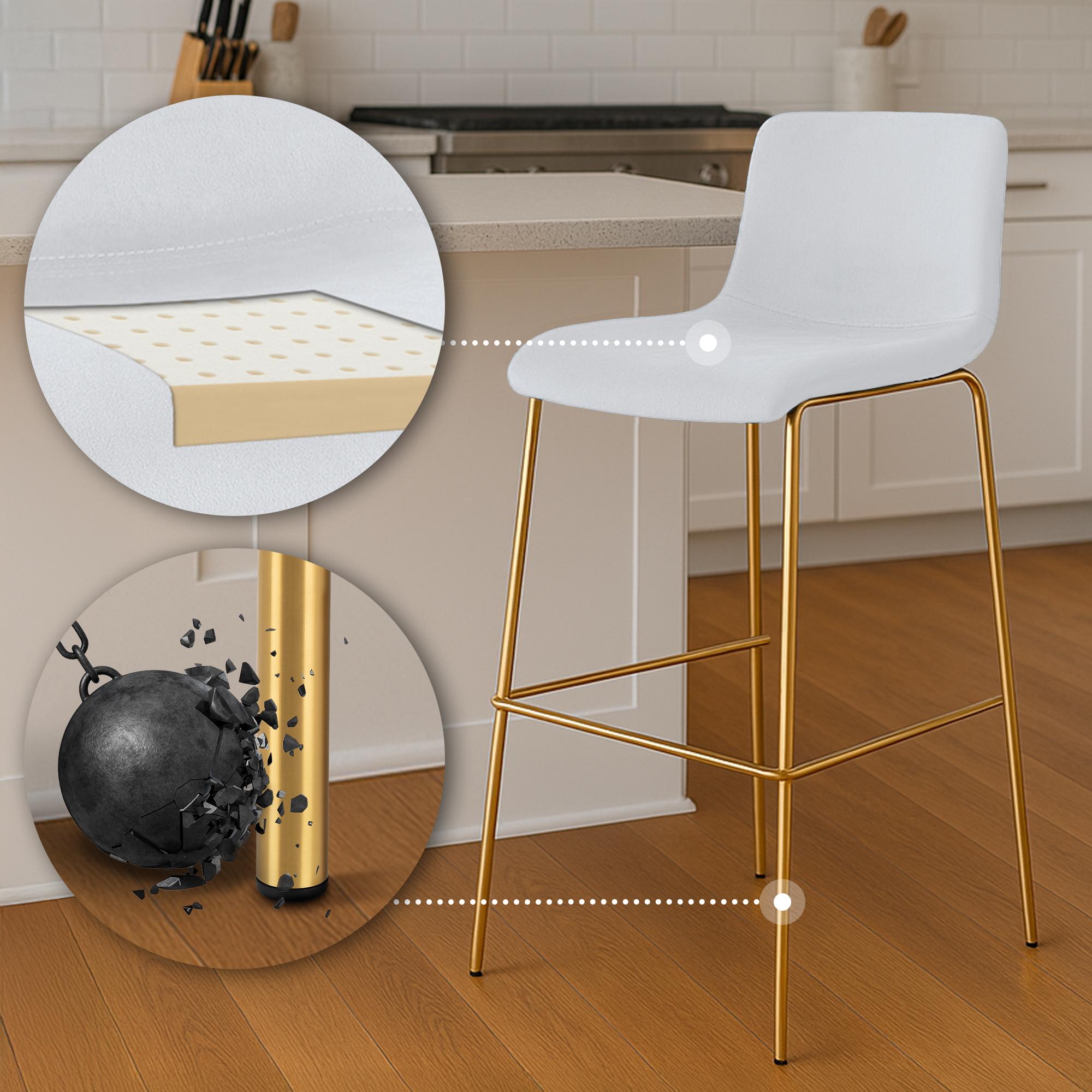 Sgabello da bar Hoover in velluto con struttura a quattro gambe oro