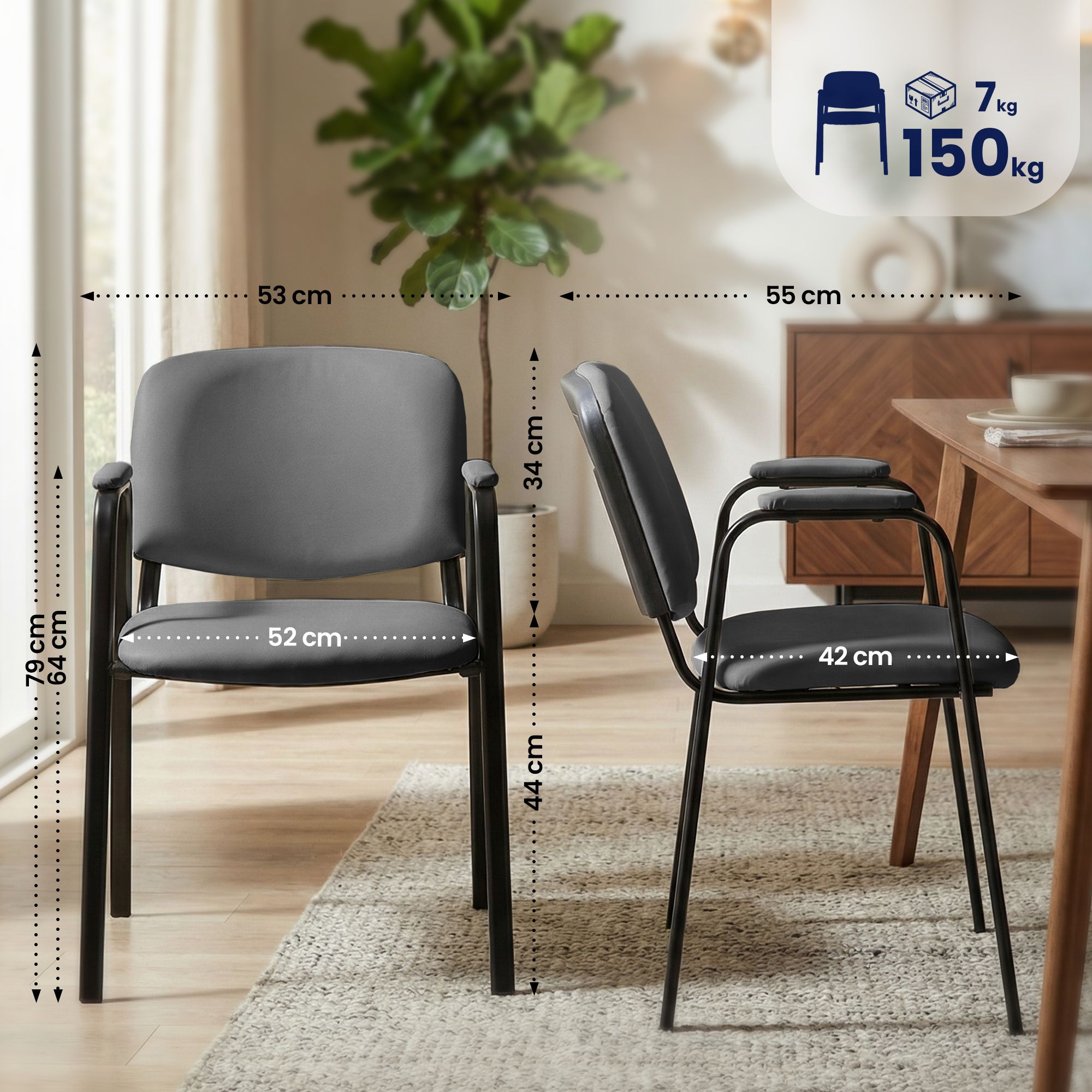 Set di 4 Sedie Impilabili Ken Pro in Ecopelle