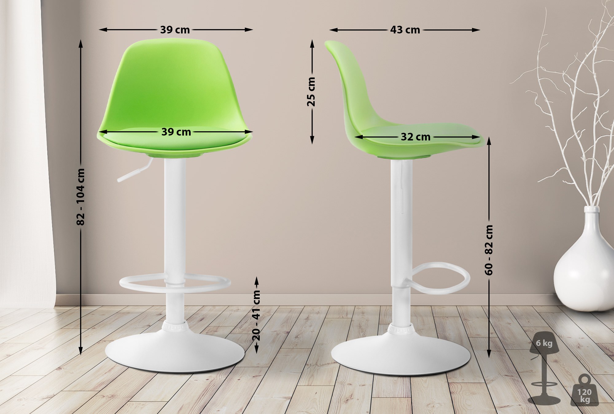 Sgabello di design KIEL in polipropilene e similpelle