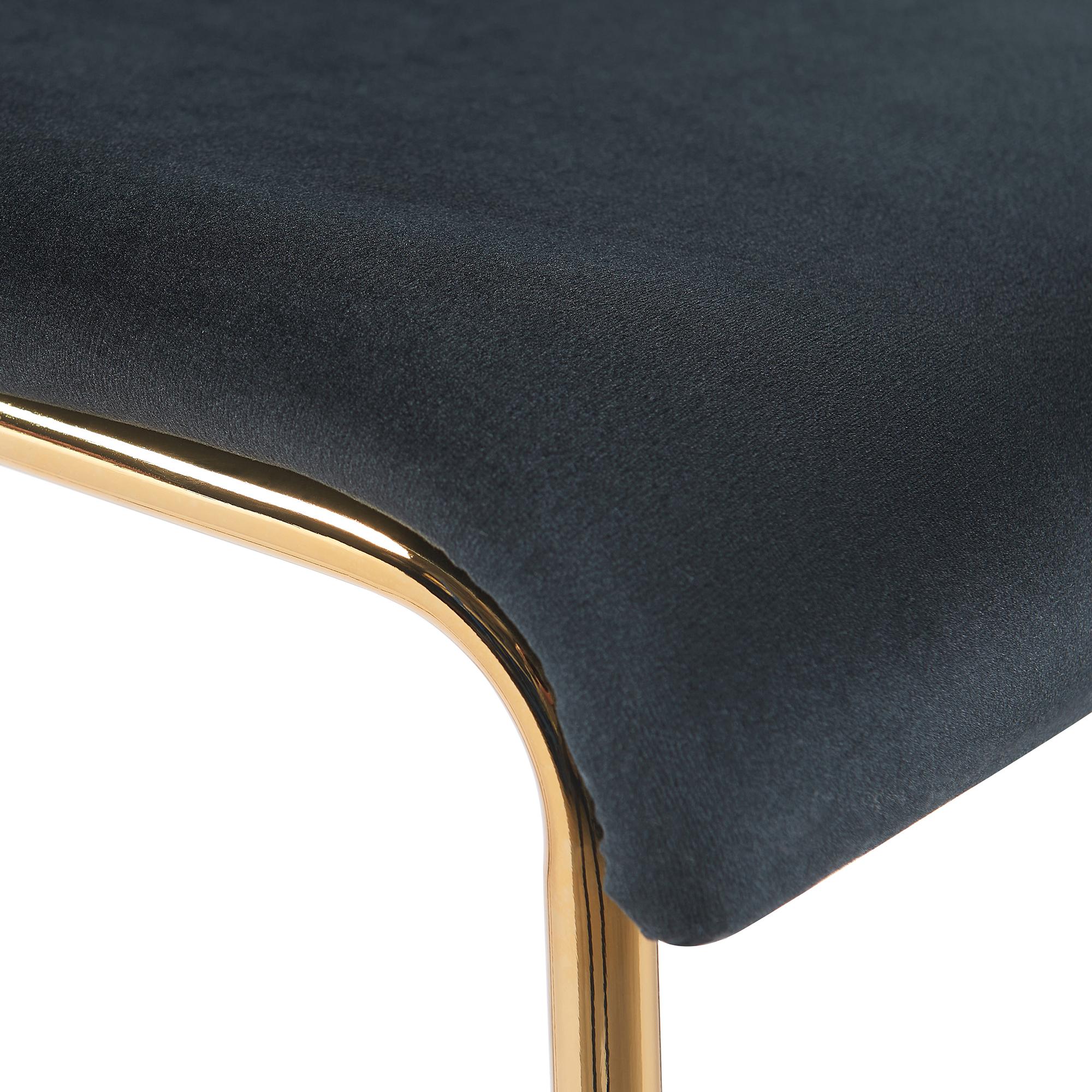 Sgabello da bar Hoover in velluto con struttura a quattro gambe oro