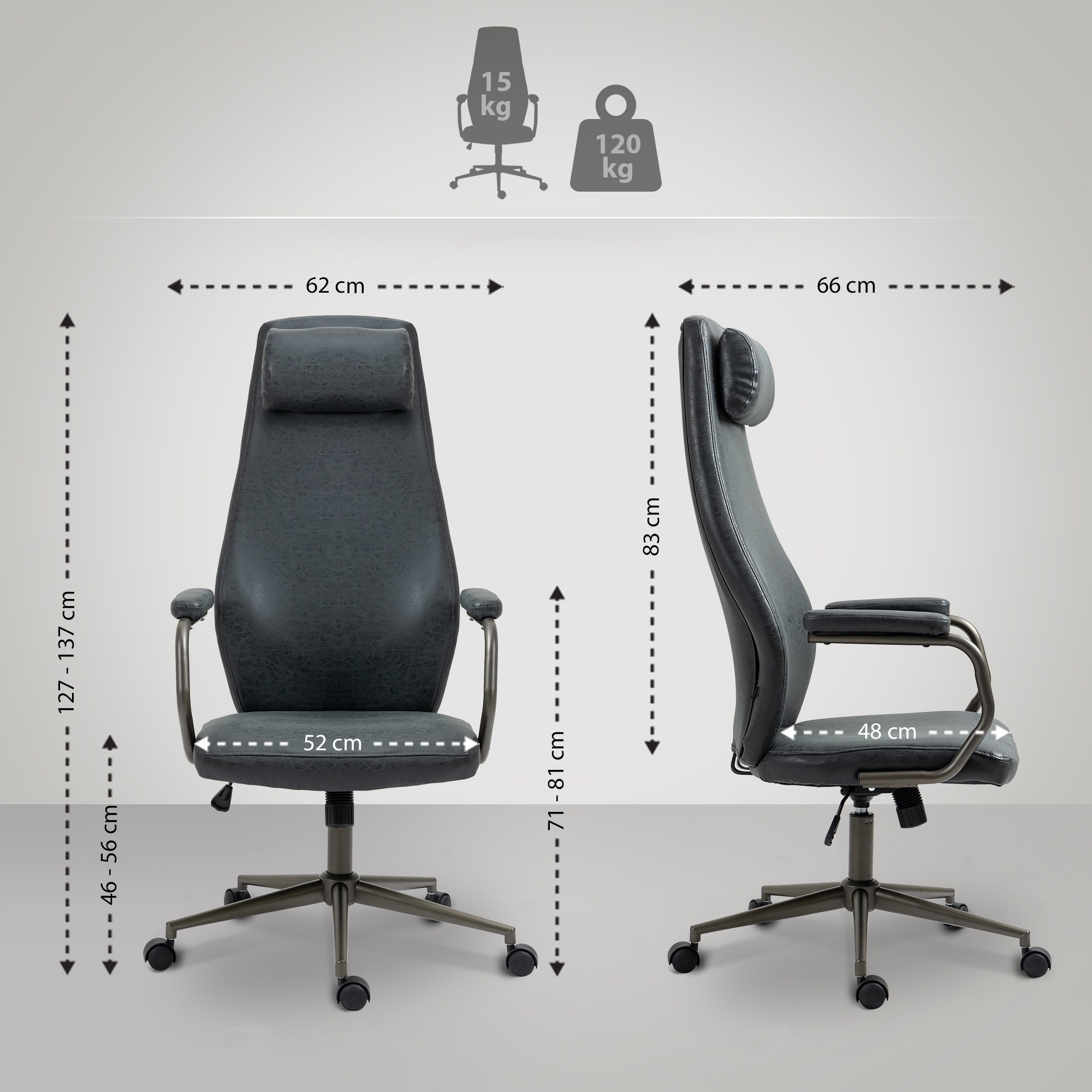 Sedia da ufficio Pocatello Industrial Loft Stile antico