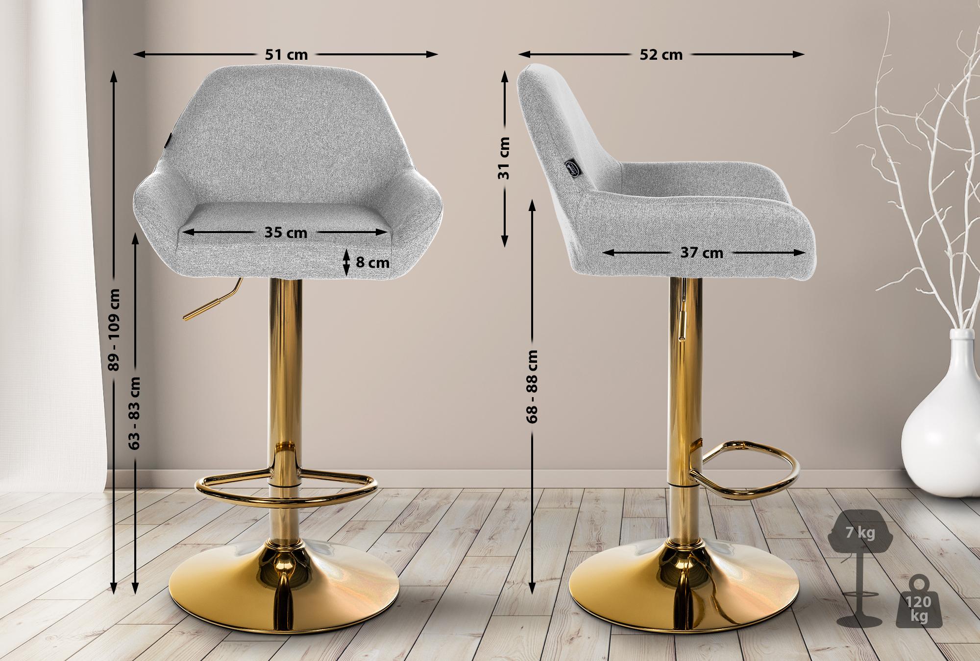 Set di 2 sgabelli da bar in tessuto Braga Gold