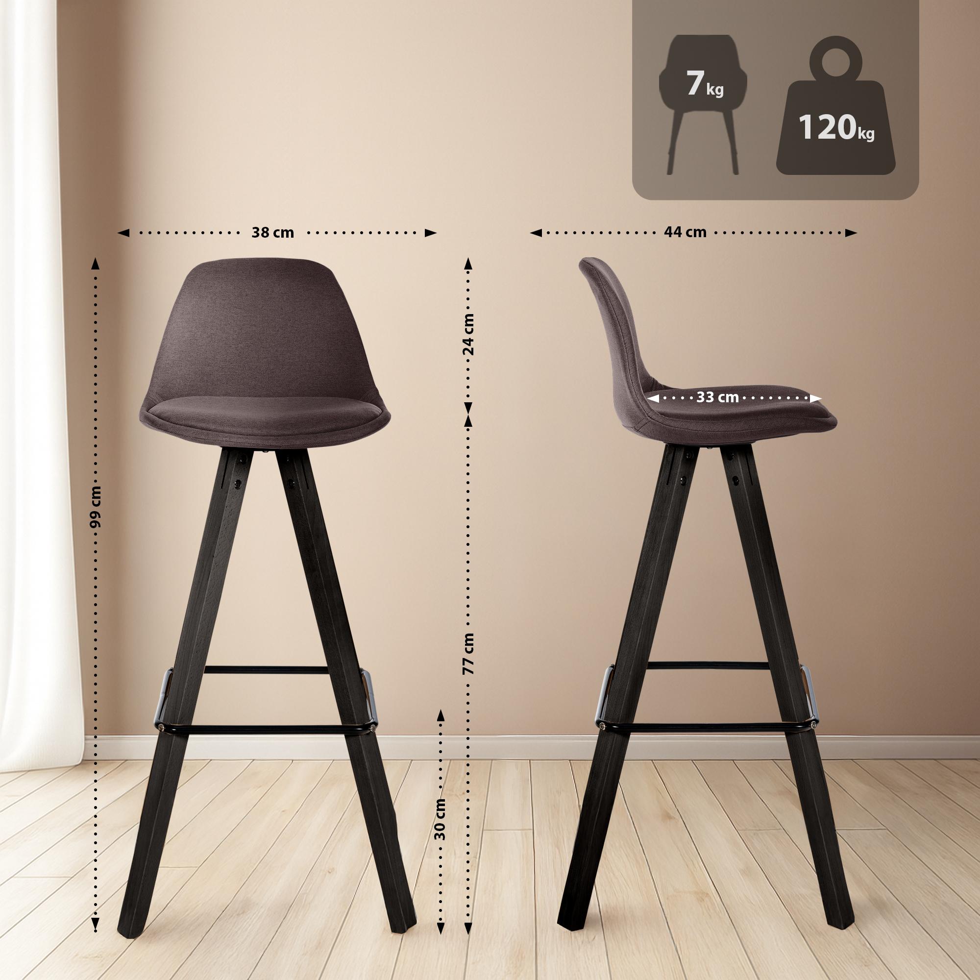 Set di 2 sgabelli da bar Corbin Tessuto Square