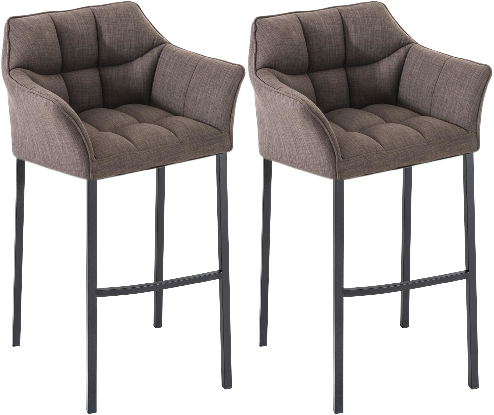 Set di 2 Sgabelli da Bar Damaso in Tessuto con Base a 4 Gambe
