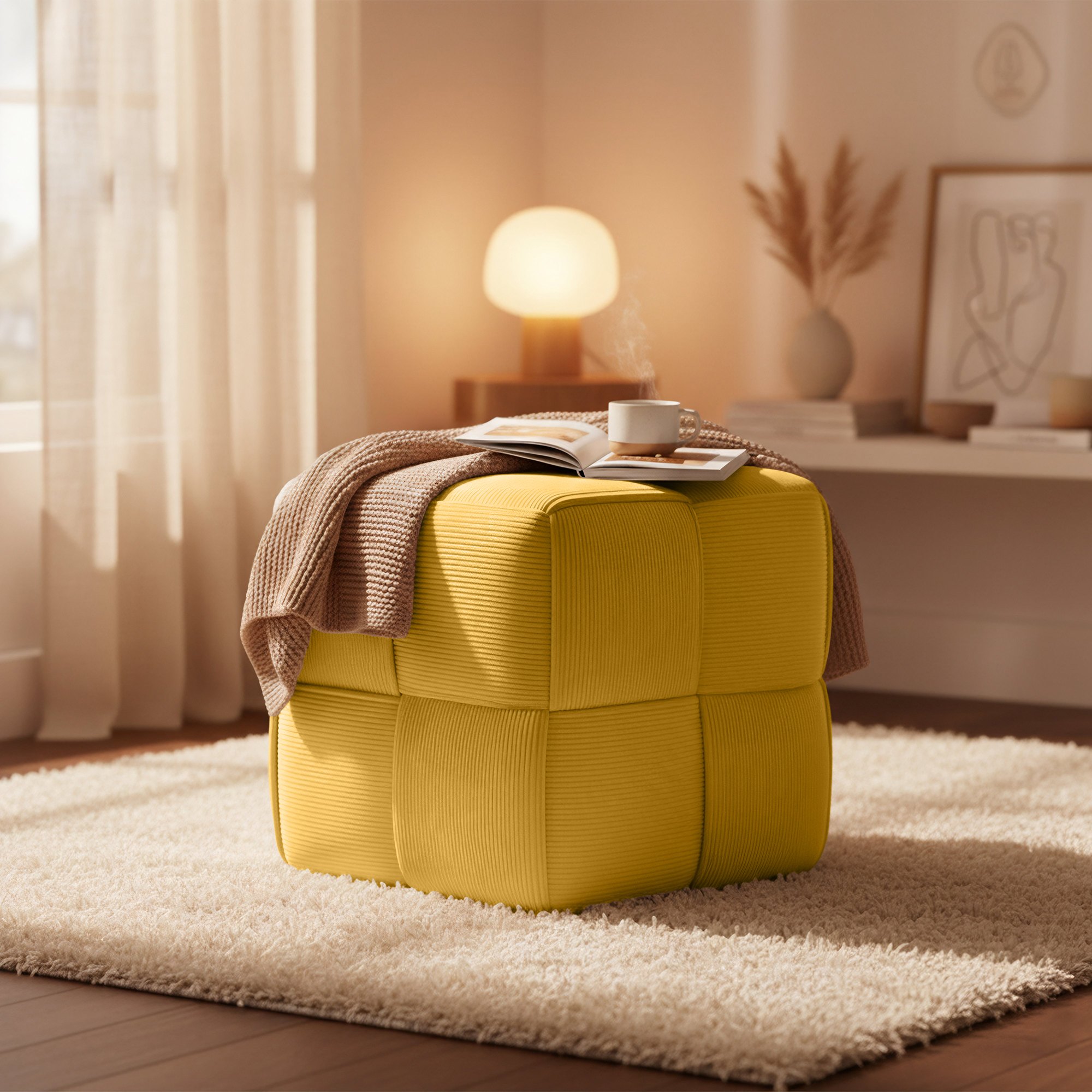 Pouf in Velluto a Coste Forinta