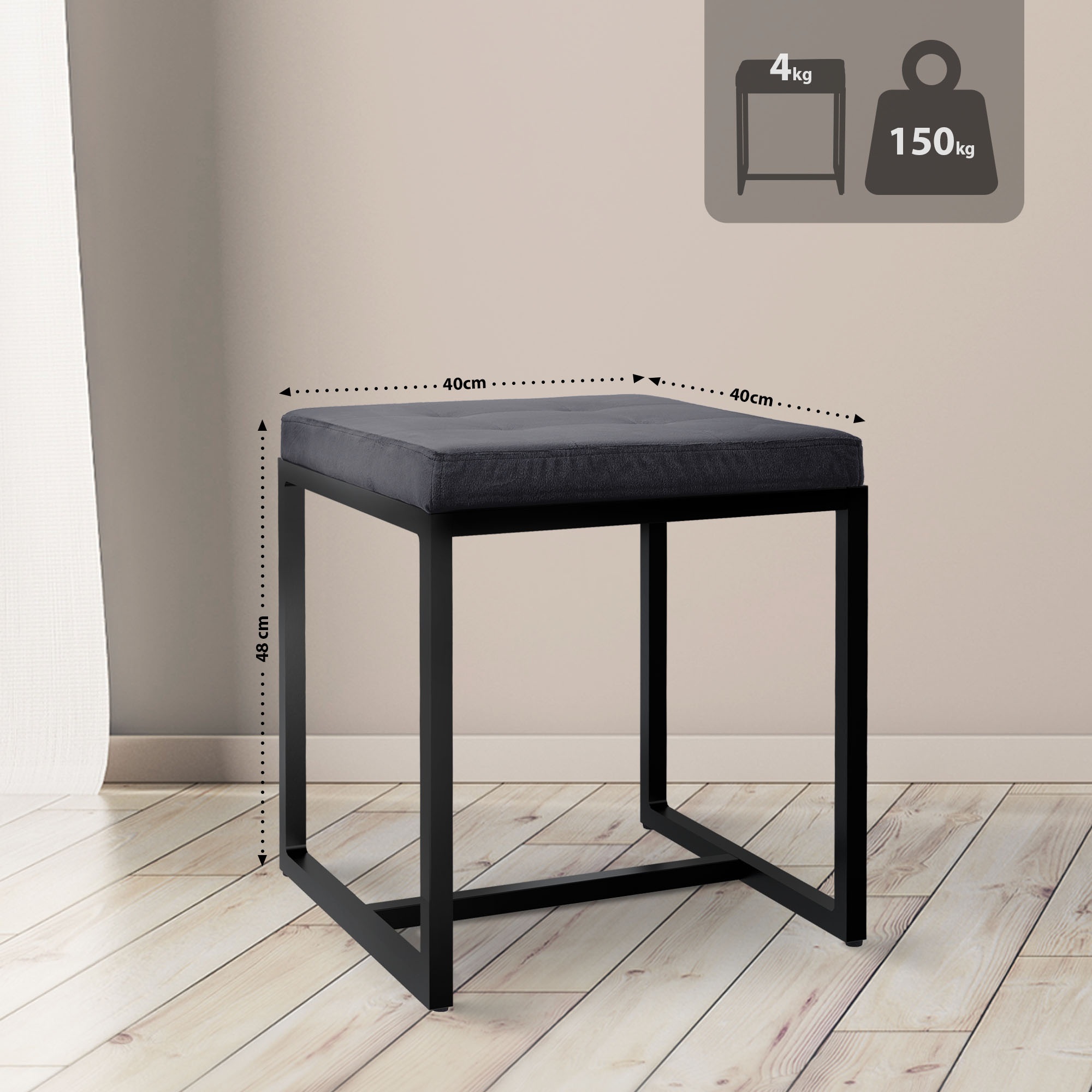Sgabello Barci con struttura nera
