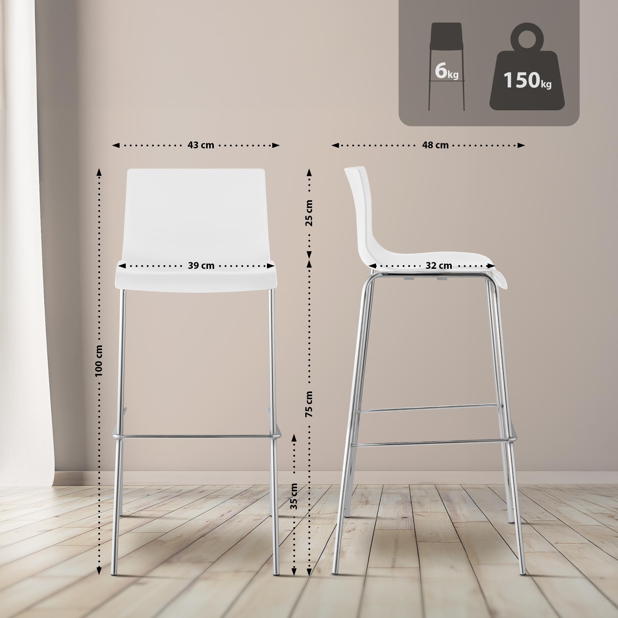 Sgabello da Bar Hover Plastica Struttura a 4 Gambe