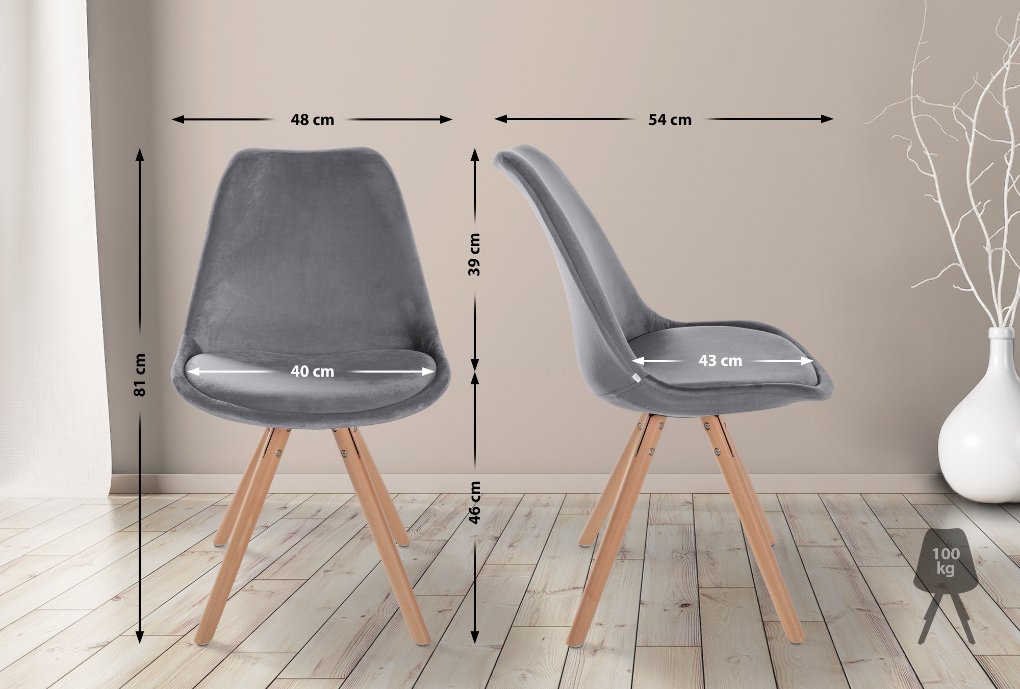 Set di 4 sedie Sofia Velvet