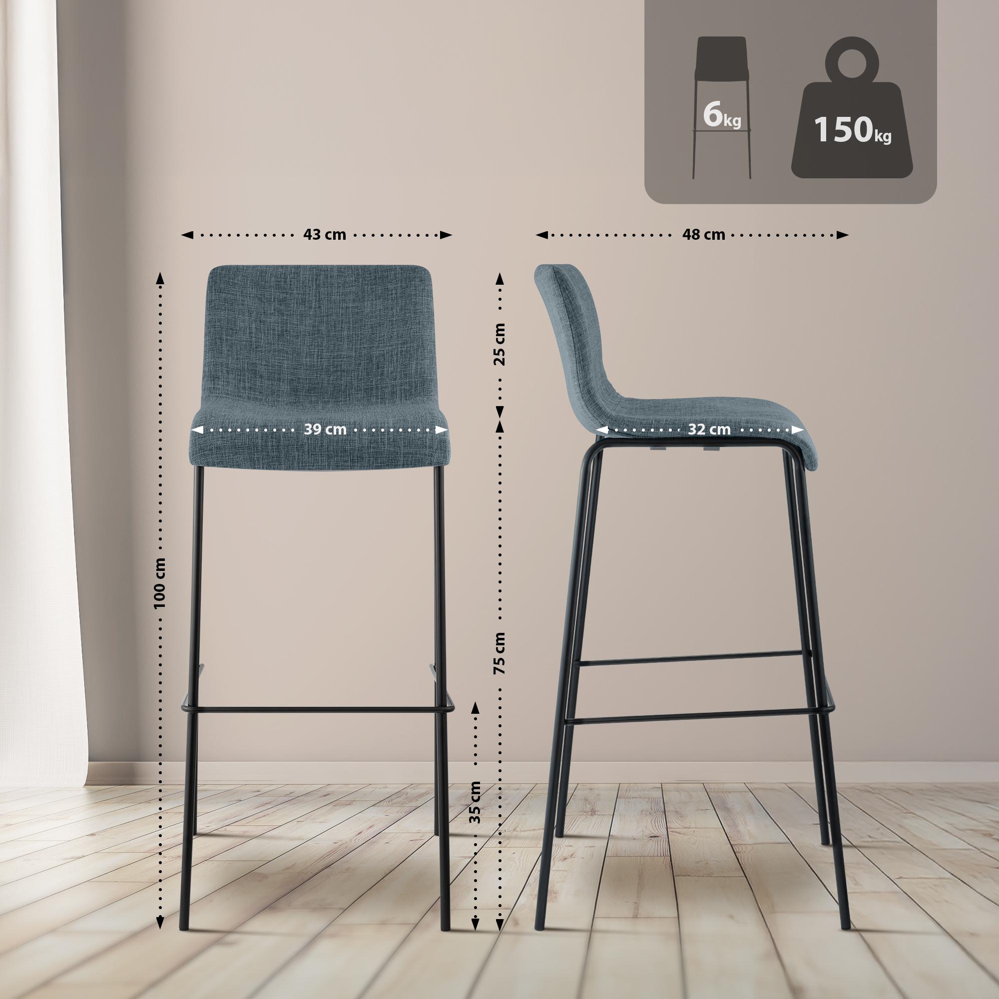 Sgabello da bar Hover in tessuto con base a quattro gambe