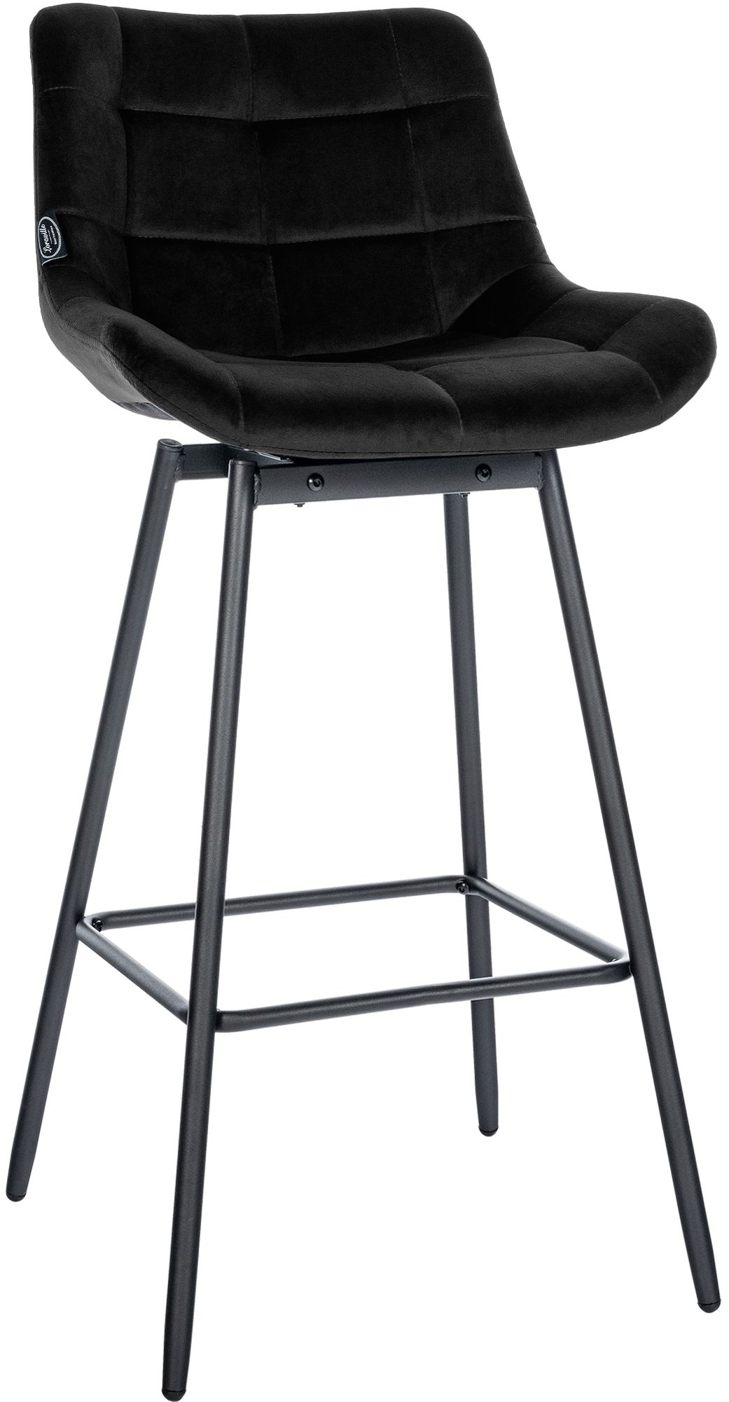 Sgabello da bar Weston girevole 180° con schienale e seduta imbottita, struttura in metallo