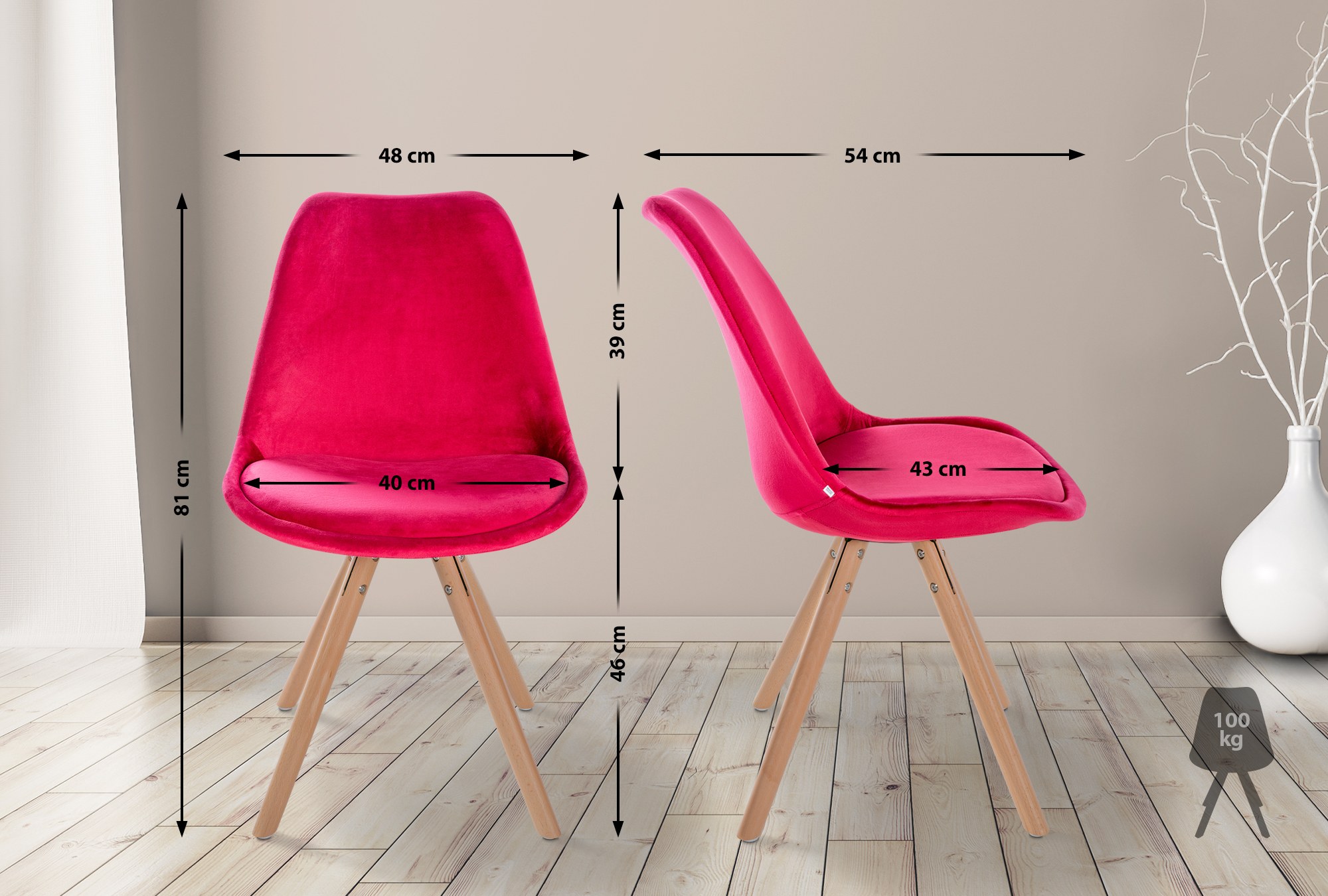 Set di 4 sedie Sofia Velvet