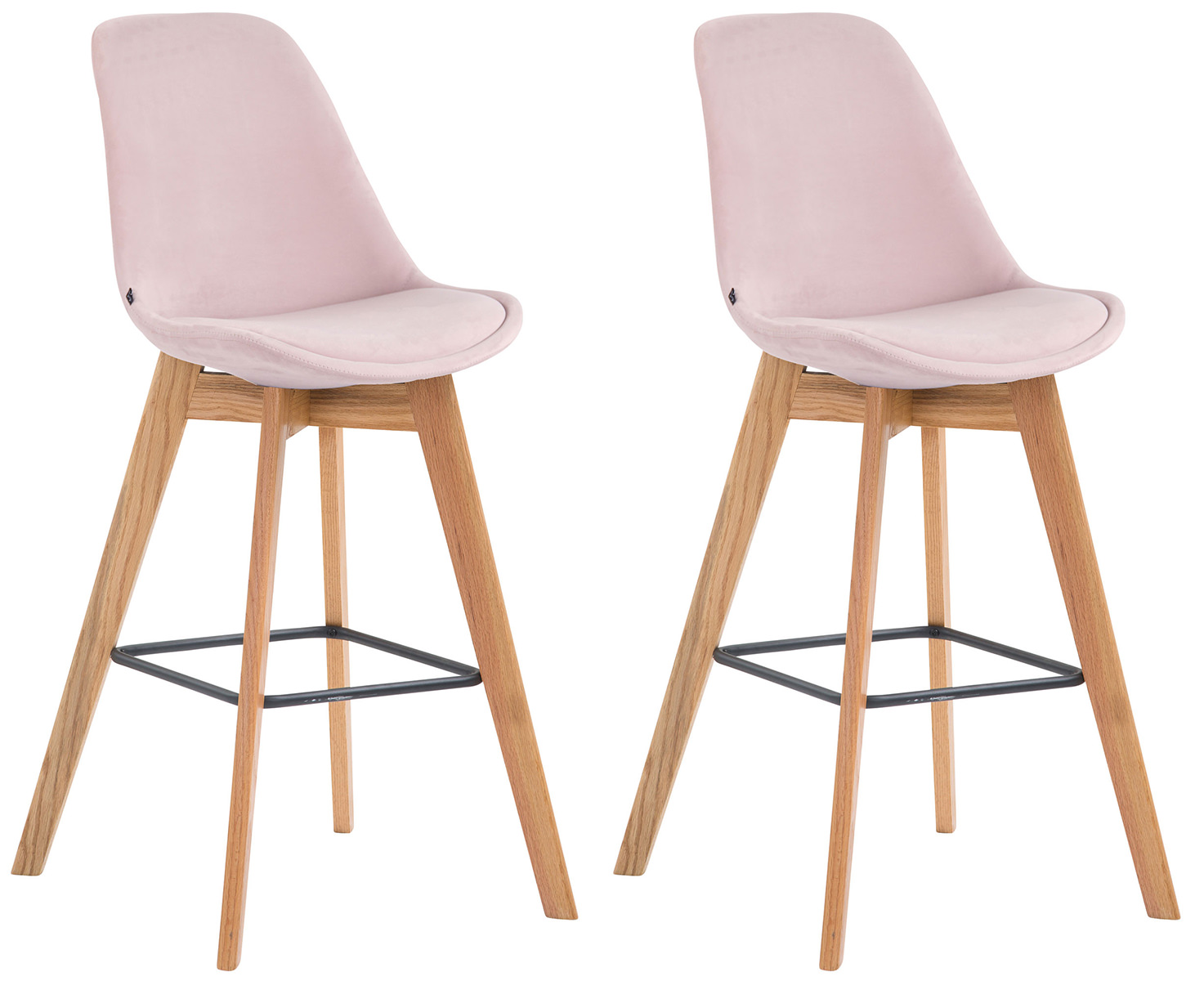 Set 2 Sgabelli Alti Scandinavi Metz In Velluto E Legno