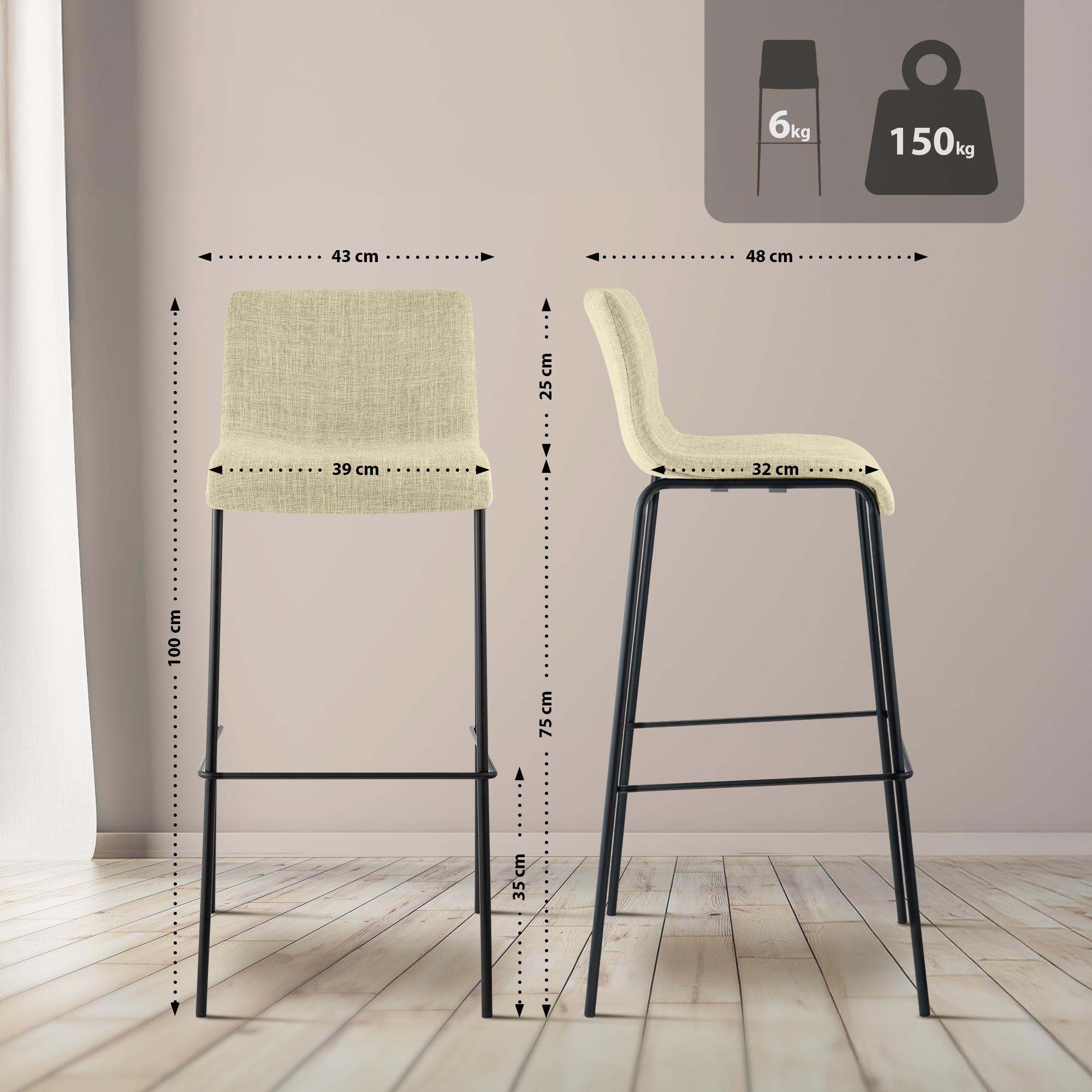 Sgabello da bar Hover in tessuto con base a quattro gambe