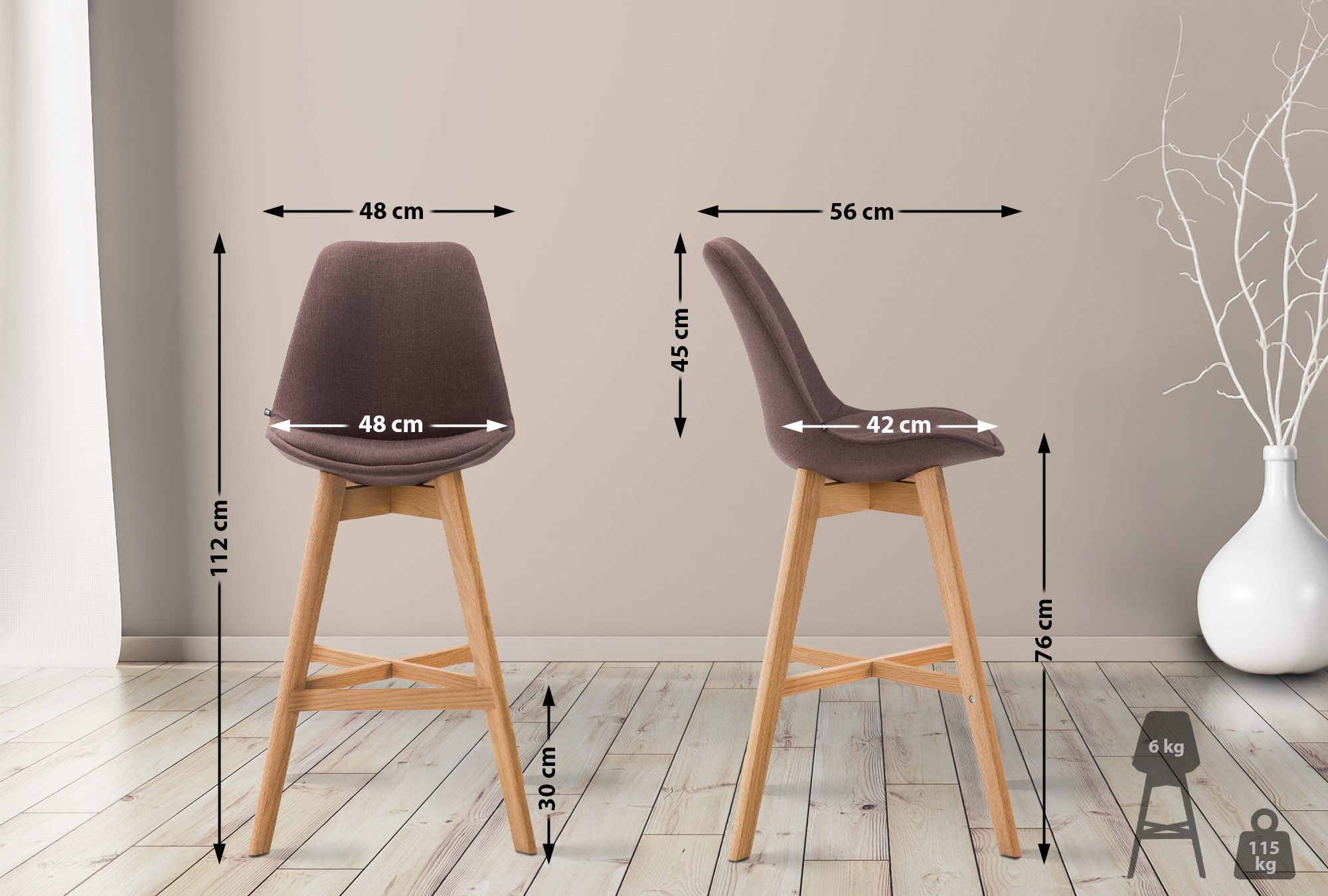 2 Sgabelli Design CANNES in Tessuto