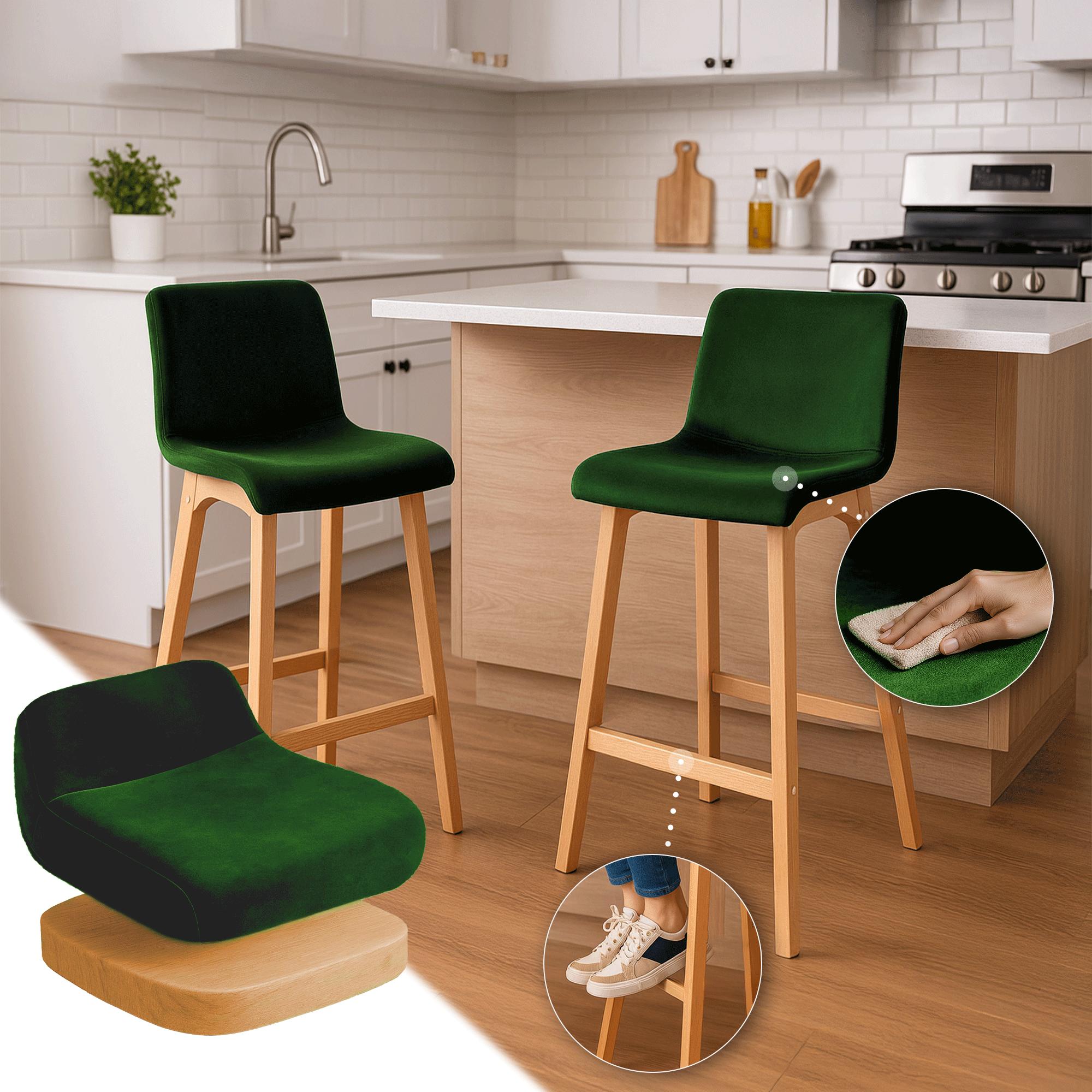 Sgabello Bar Hover Velluto Base a Quattro Gambe Natura