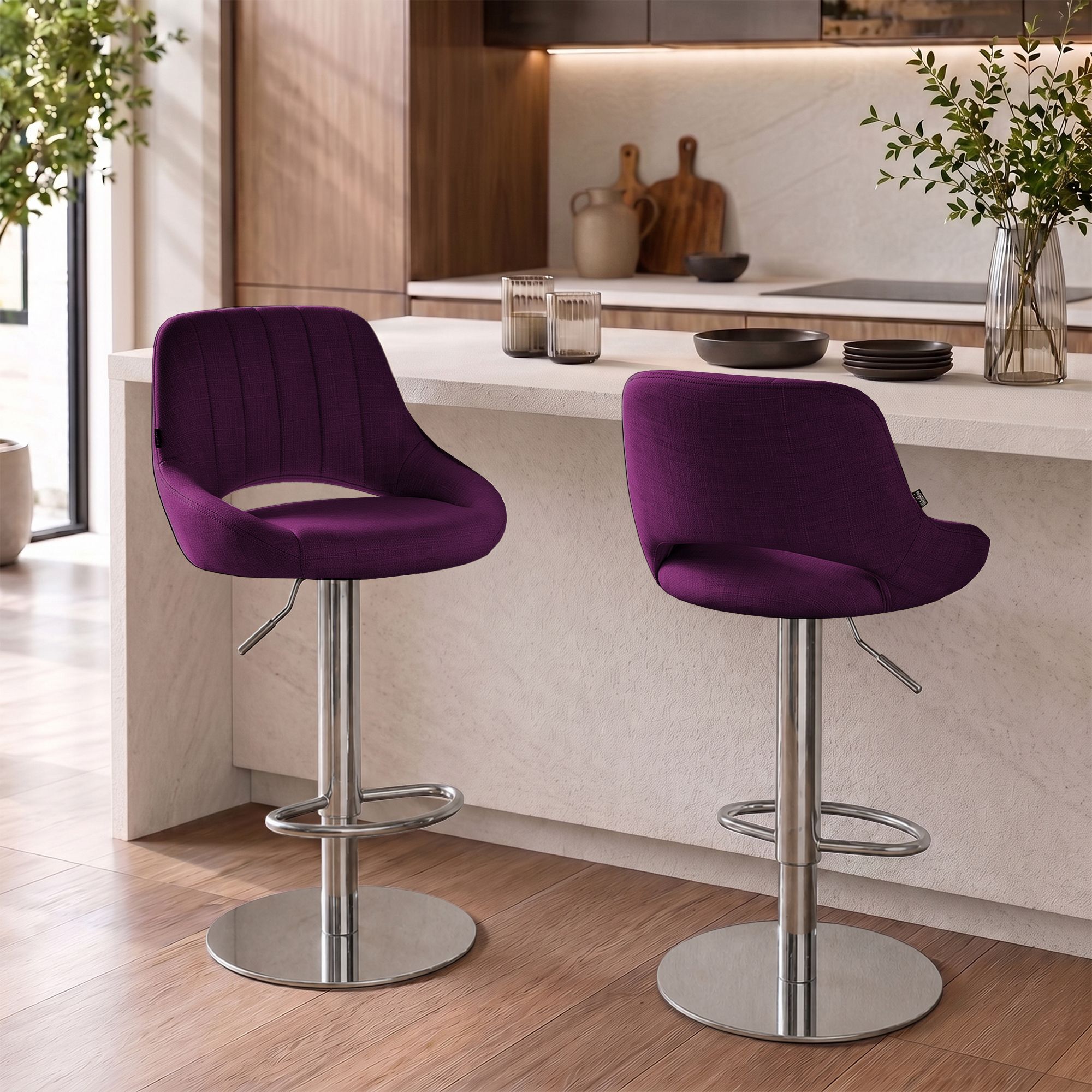 Set di 2 sgabelli da bar Milet cromati con base extra pesante