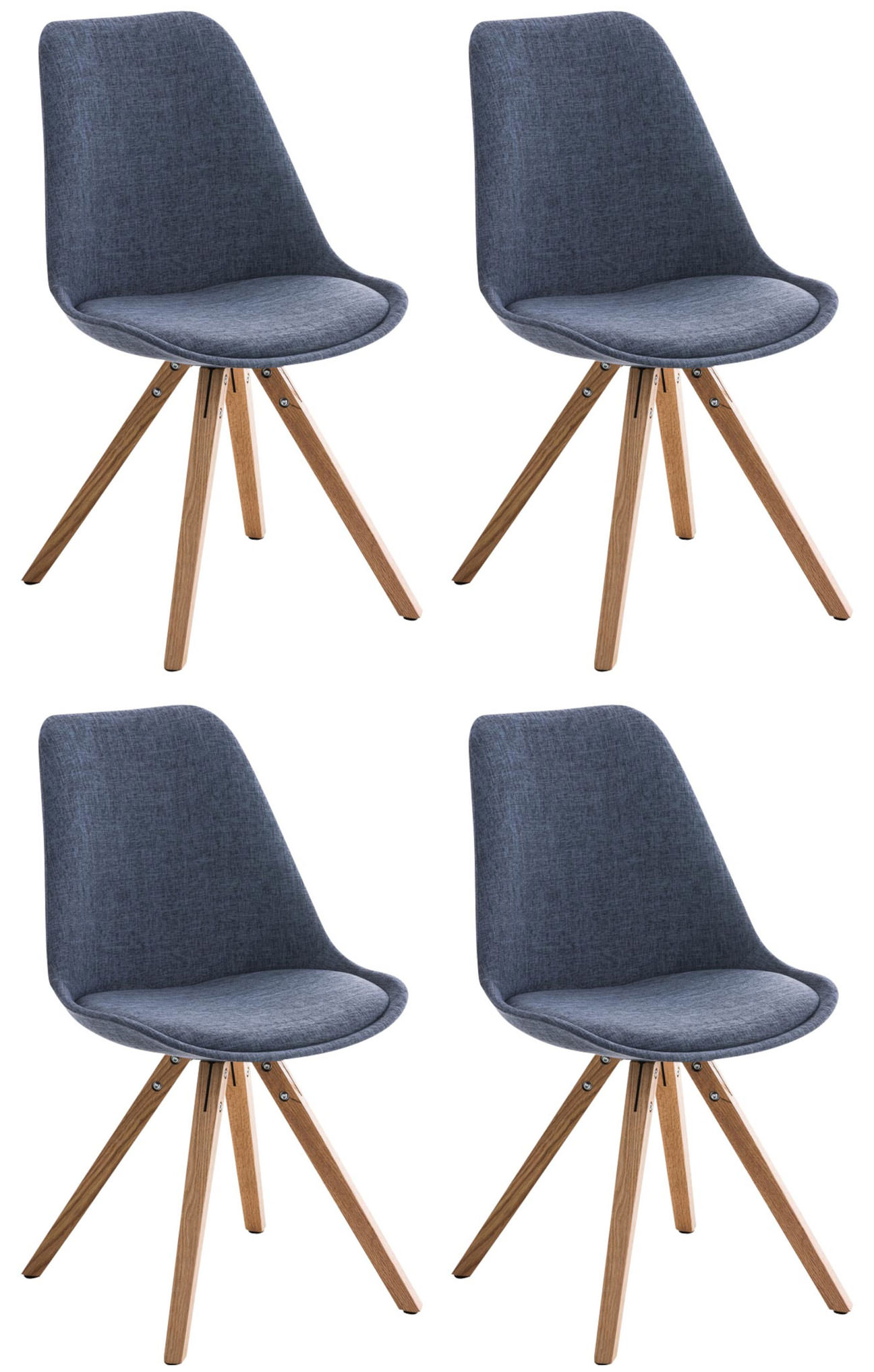 Set di 4 sedie quadrate in tessuto Pegleg
