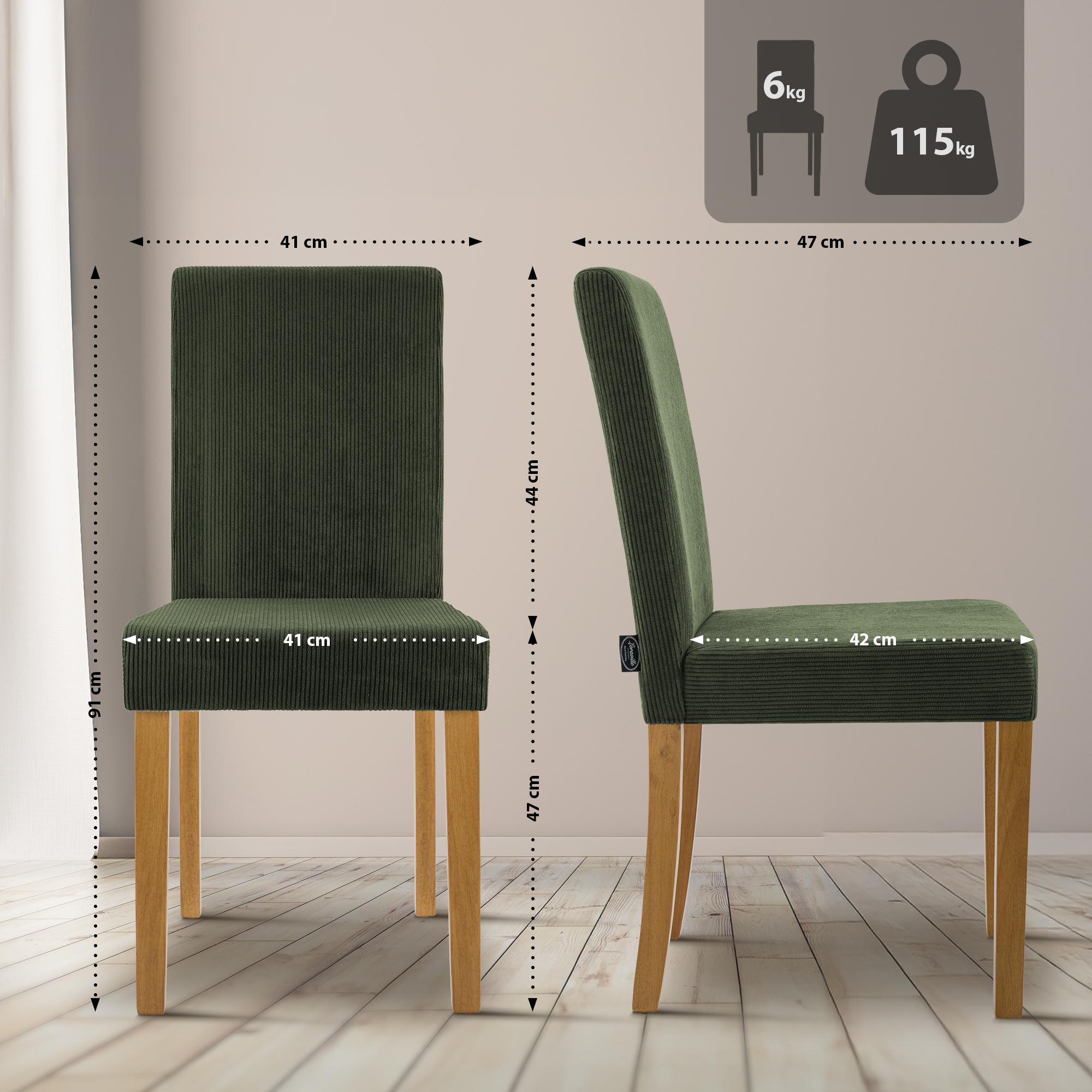 Set di 2 Sedie da Sala da Pranzo Ina in Velluto a Coste
