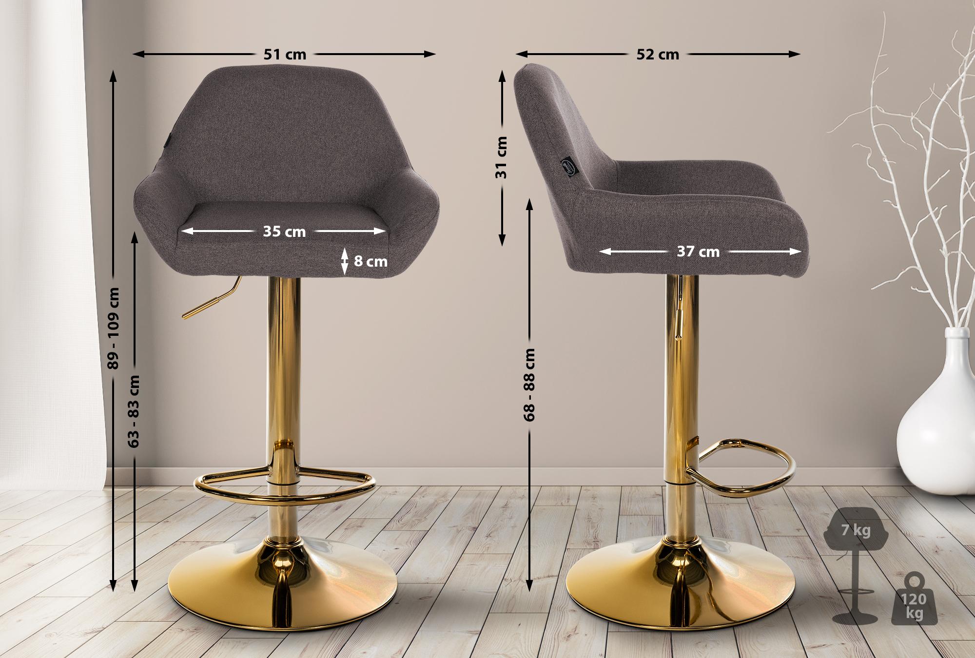 Set di 2 sgabelli da bar in tessuto Braga Gold