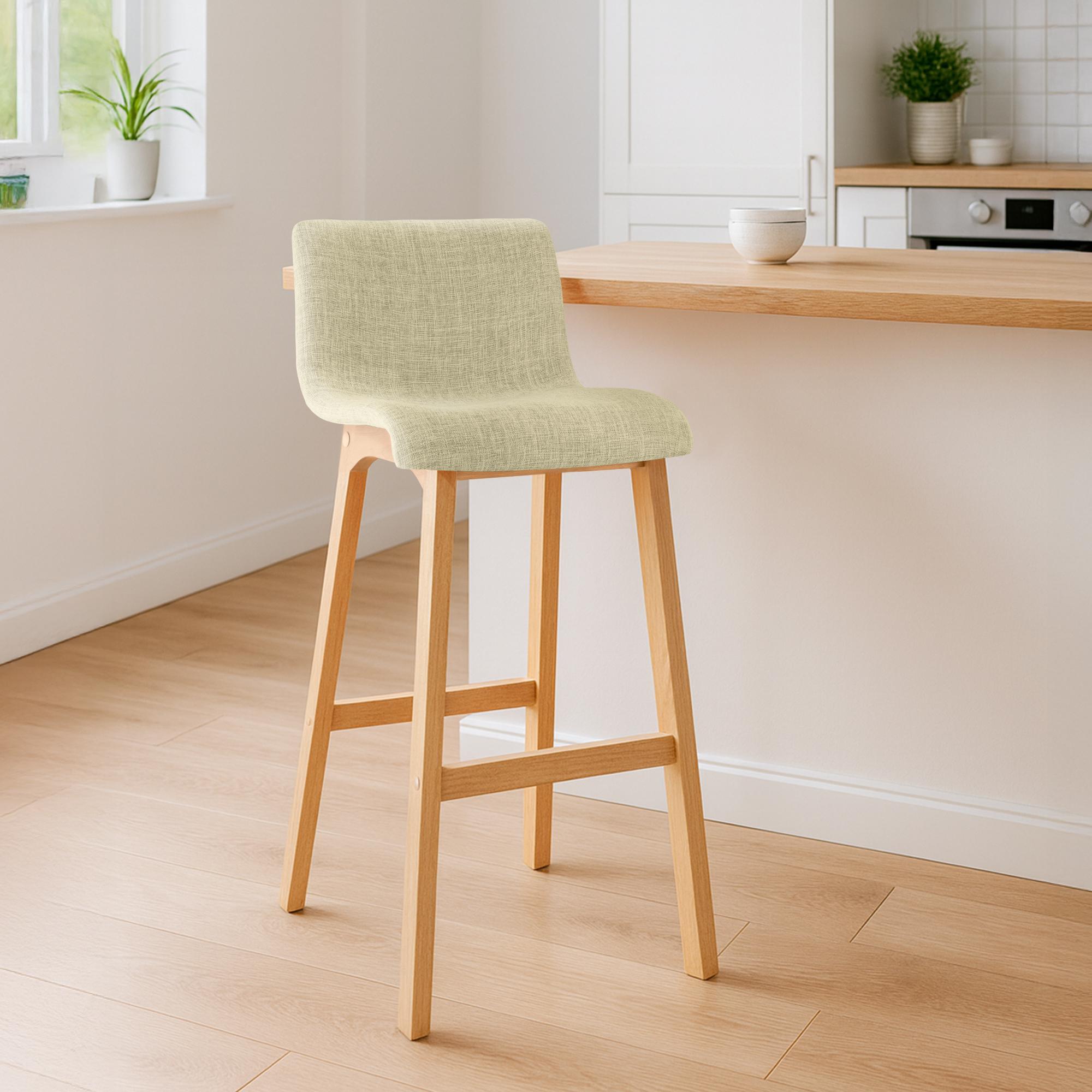 Set di 2 sgabelli da bar Hover in tessuto con base a quattro gambe in legno naturale