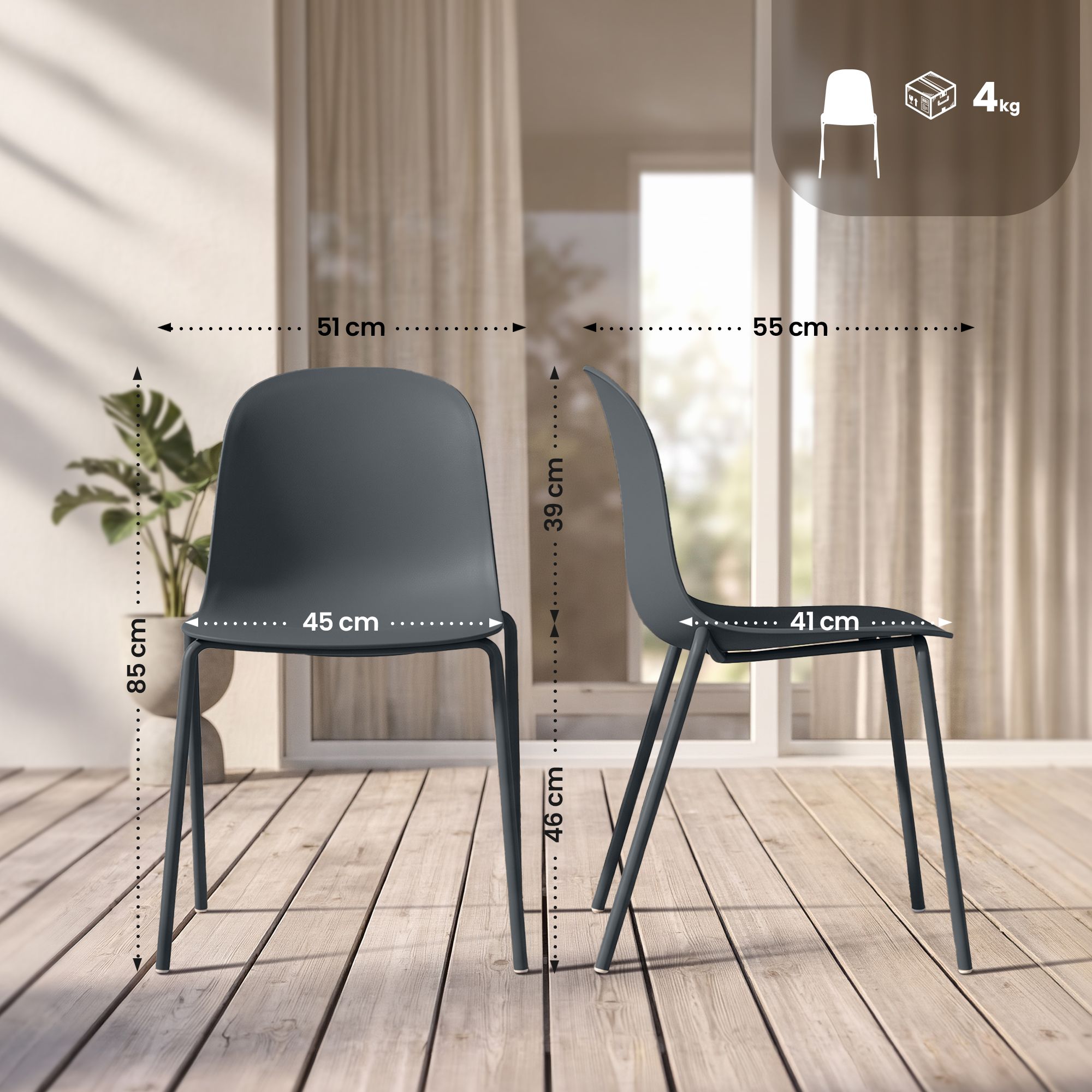 Sedia Hardin elegante e resistente ideale per casa o ufficio design moderno facile da pulire