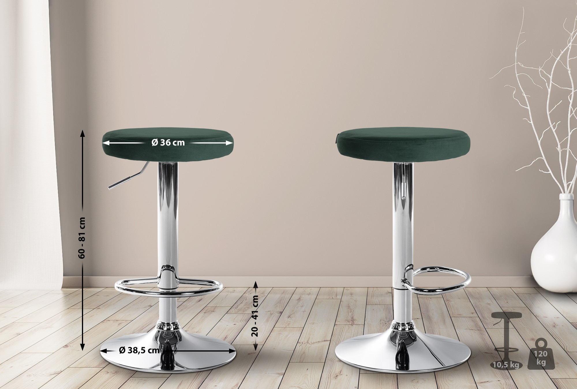 Set di 2 sgabelli da bar Ponte velvet