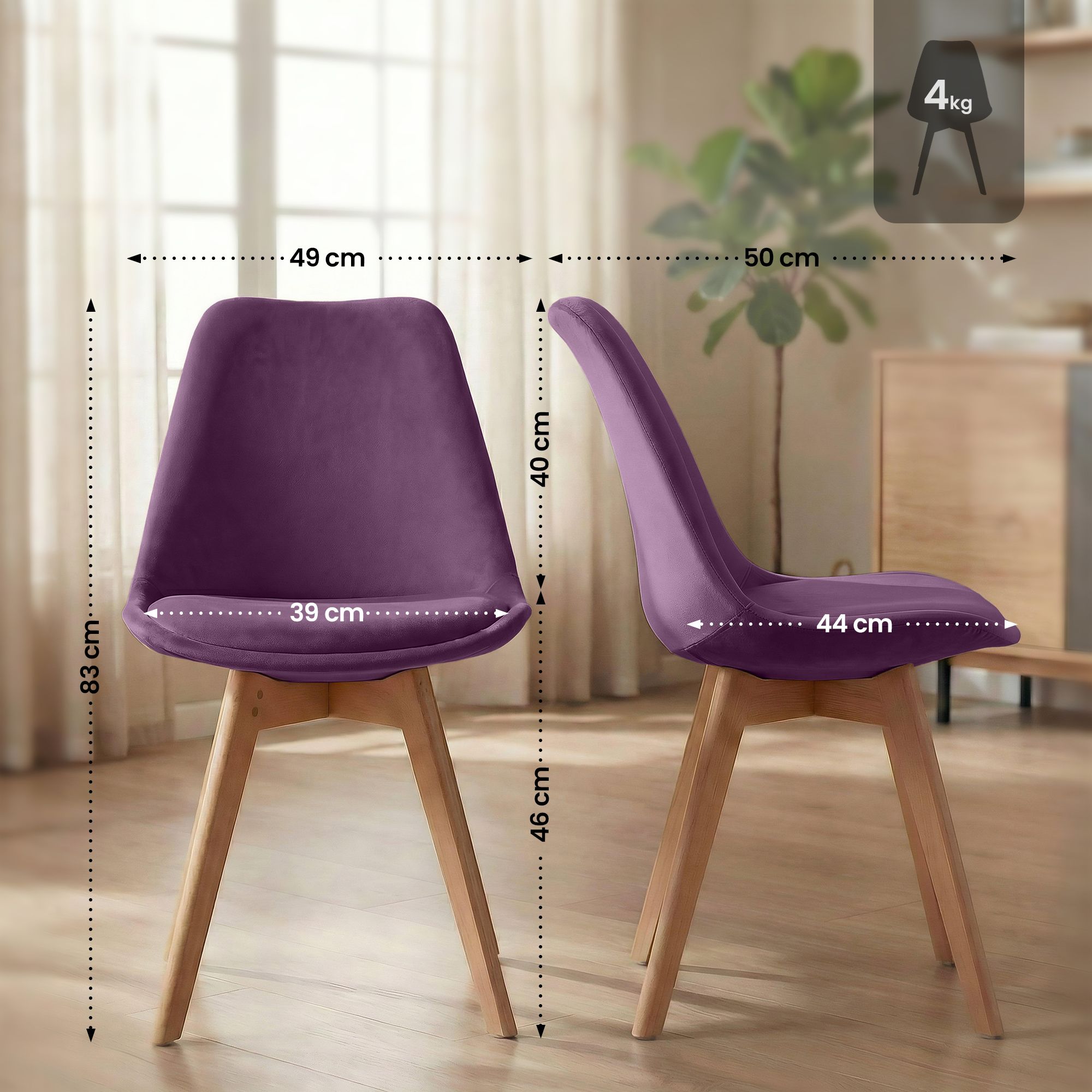Set 4 sedie da pranzo Linares eleganti e confortevoli per ogni ambiente