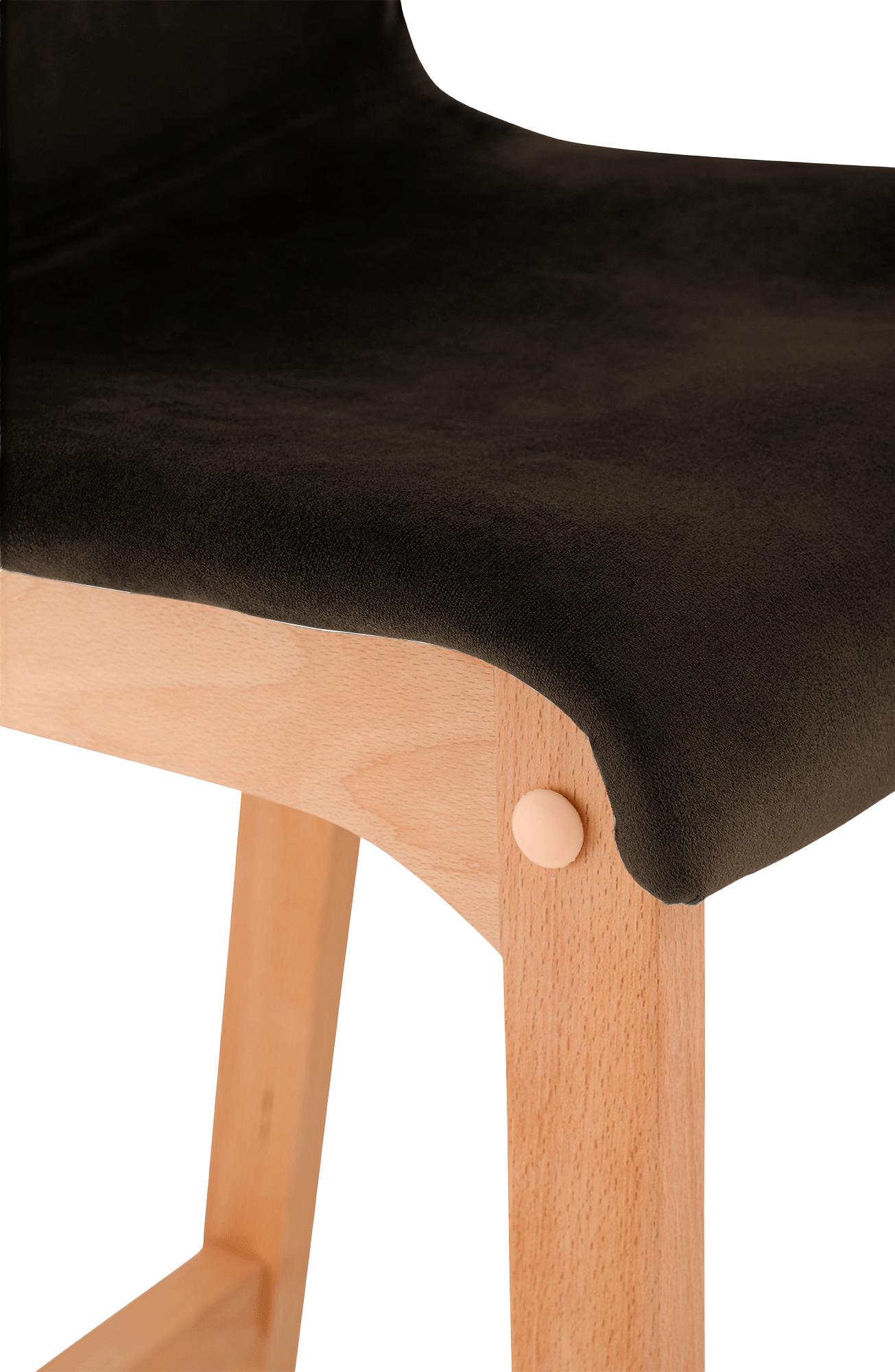 Sgabello Bar Hover Velluto Base a Quattro Gambe Natura