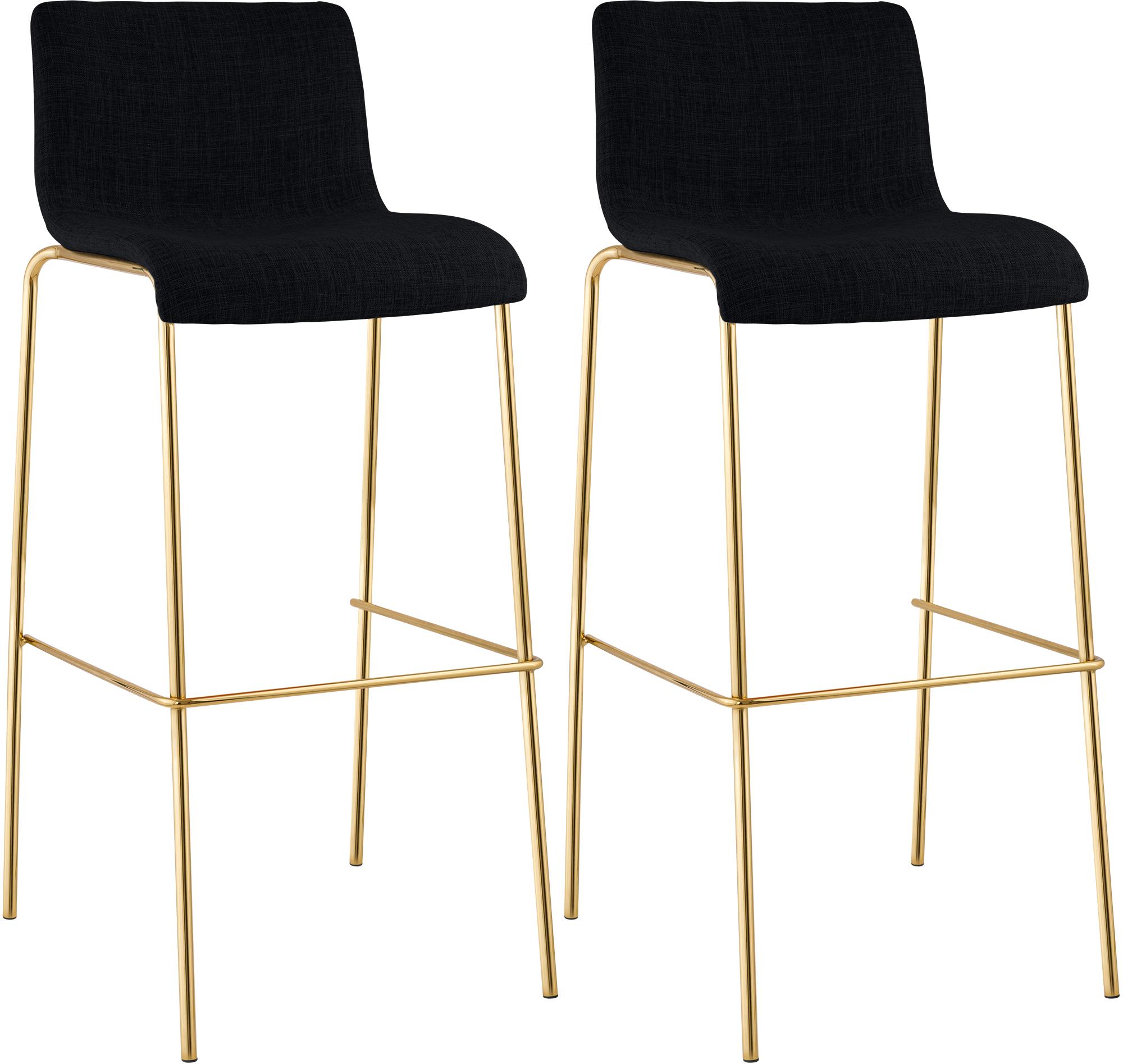 Set 2 Sgabelli Bar Hover in Tessuto, Gambe Effetto Oro