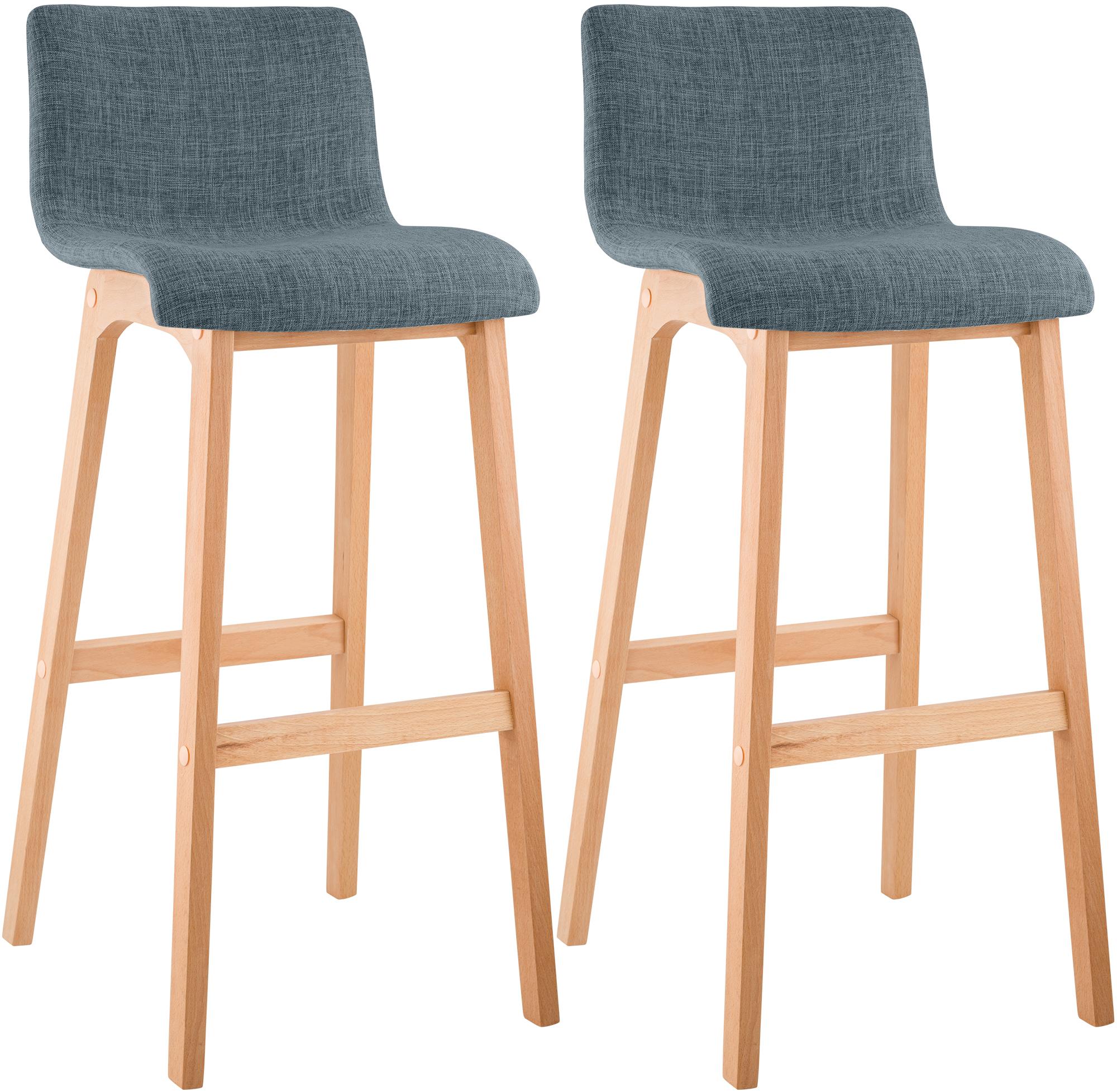 Set di 2 sgabelli da bar Hover in tessuto con base a quattro gambe in legno naturale