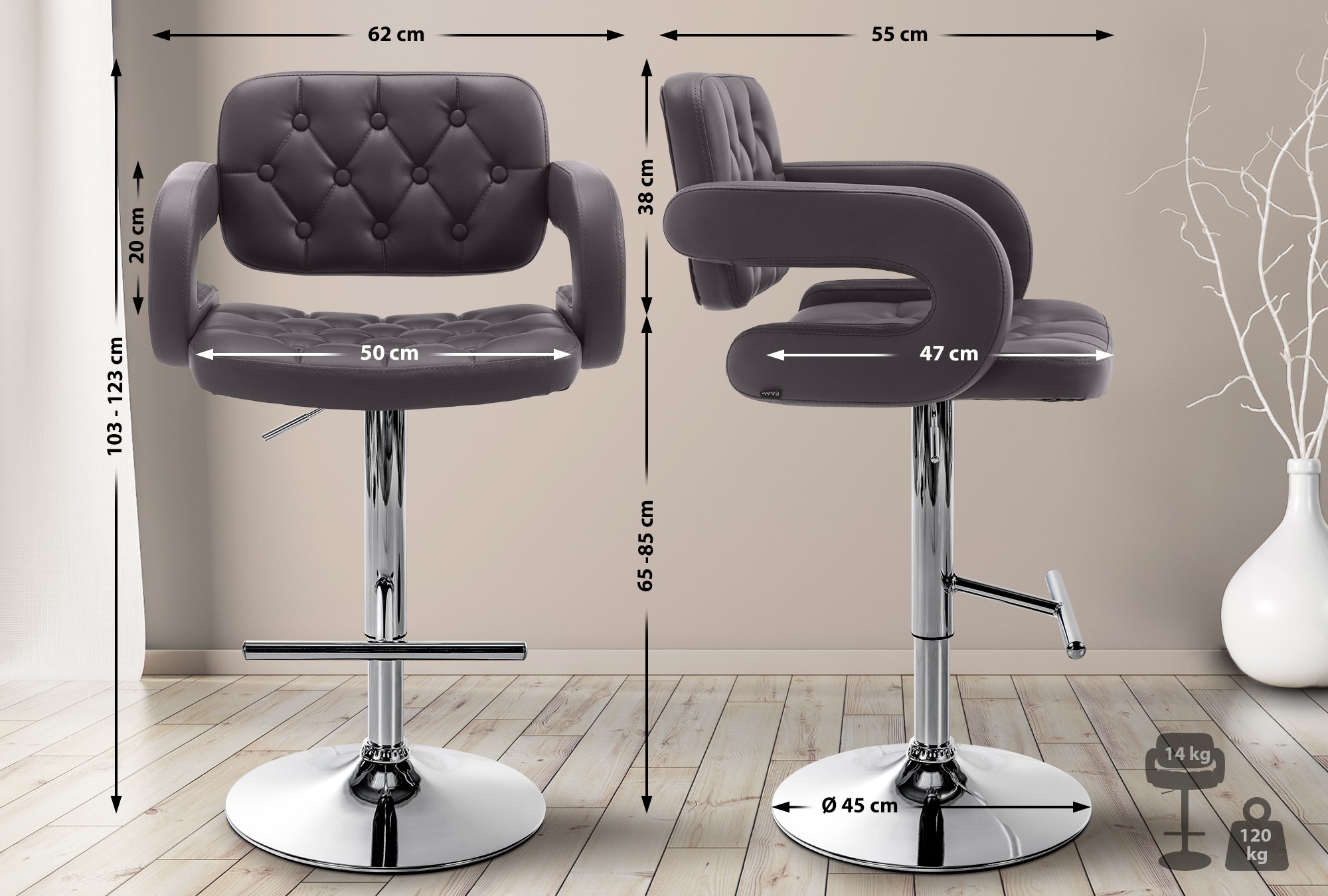 Sgabello Dublin in similpelle