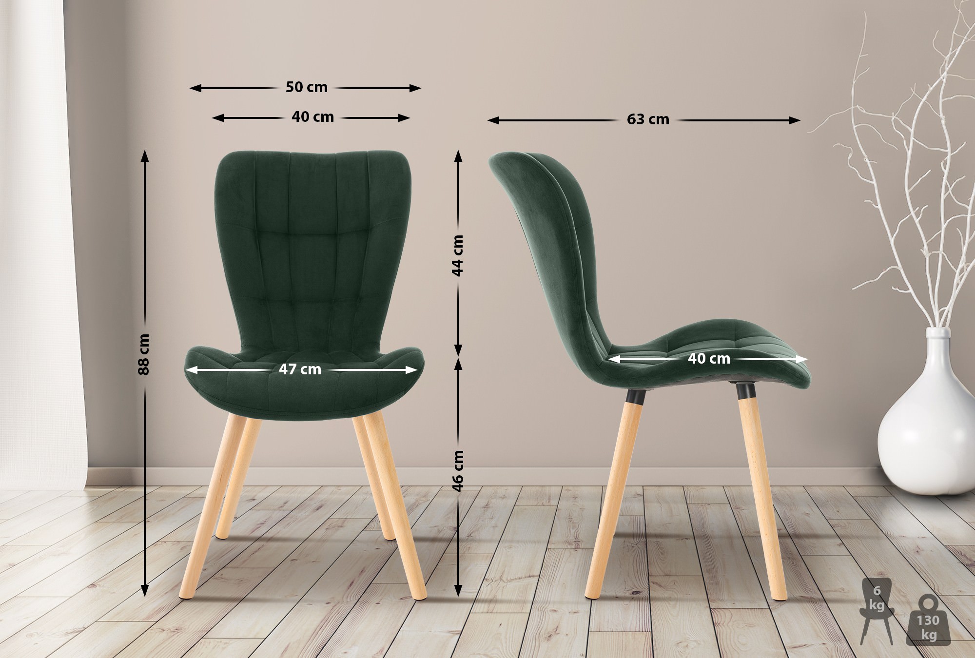 Set di 2 sedie da pranzo Elda